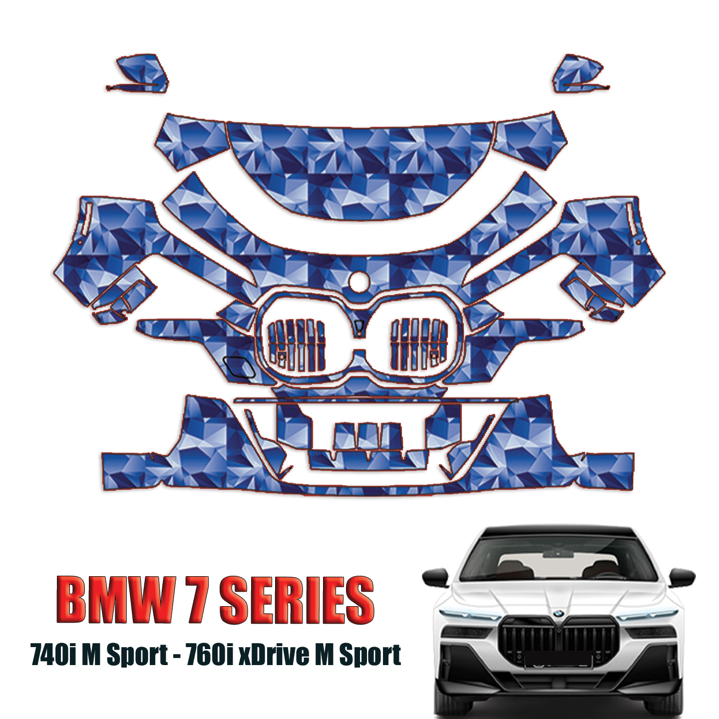 2023-2024 BMW 7 Series M Sport Precut Paint Protection PPF Kit – Partial Front