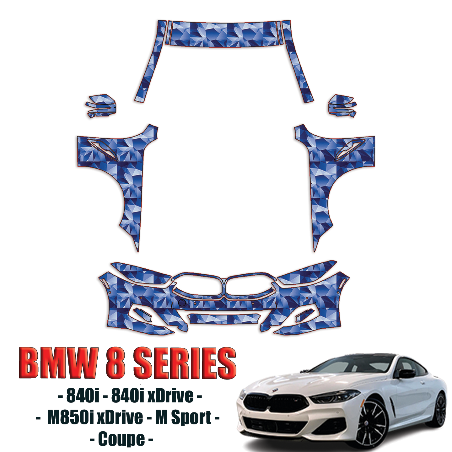 2019-2024 BMW 8-Series Precut Paint Protection Kit PPF Full Front + A Pillars + Rooftop