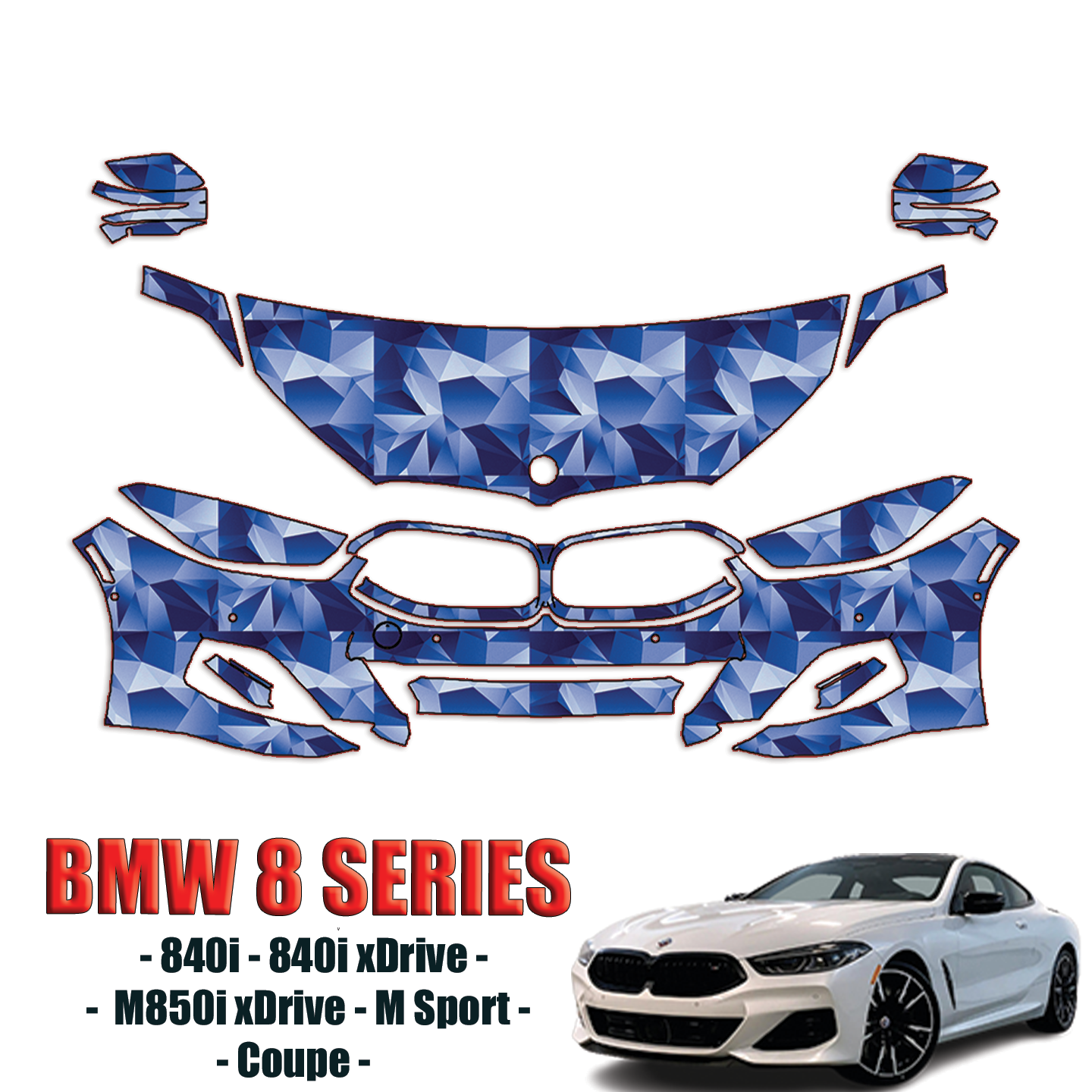 2020-2024  BMW 8-Series Coupe Precut Paint Protection PPF Kit – Partial Front