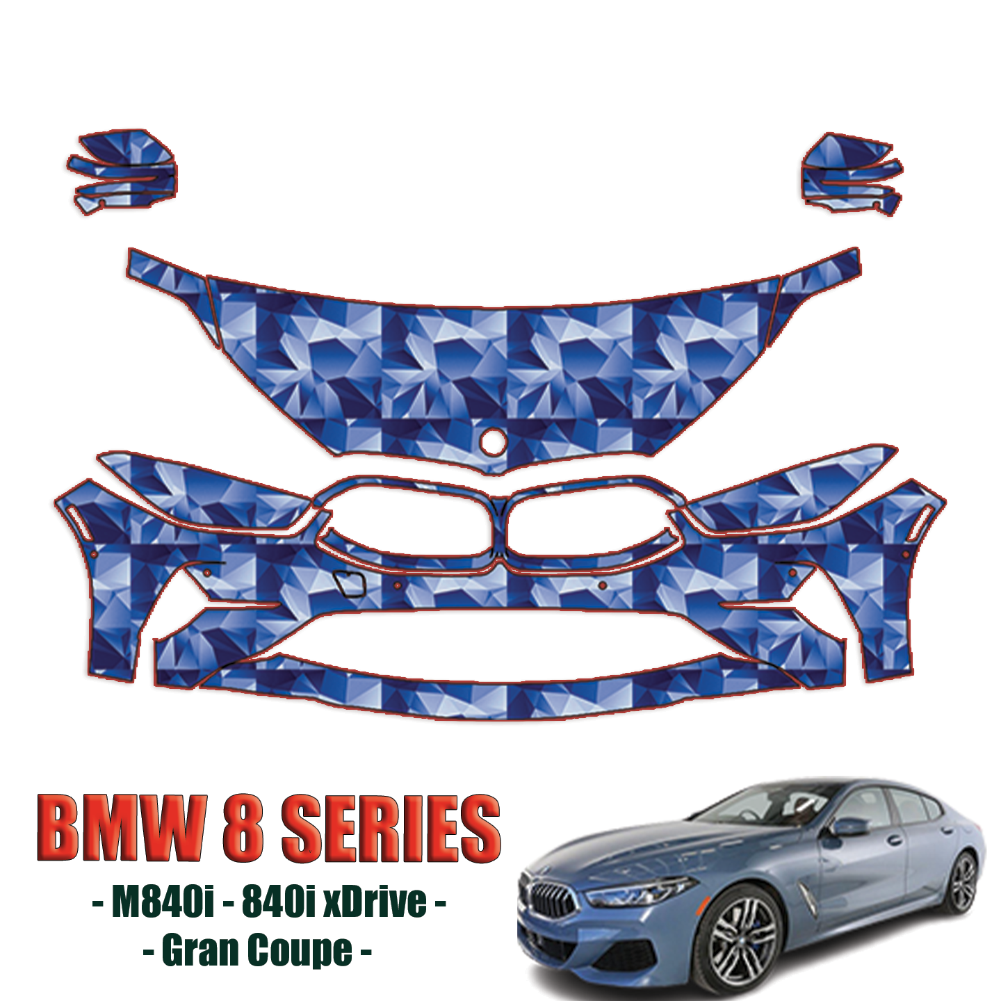 2020-2023 BMW 8 Series 840i Precut Paint Protection Kit (PPF) – Partial Front