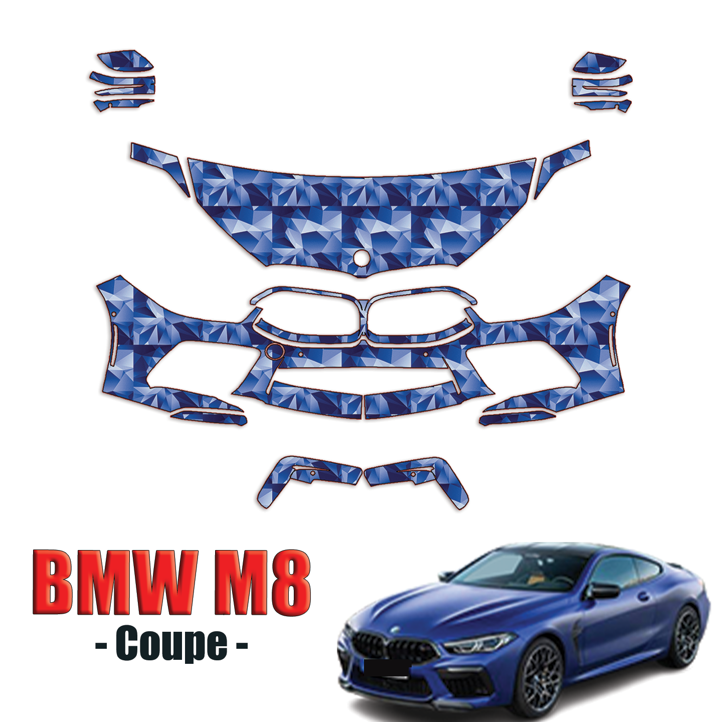 2020-2024 BMW M8 Competition Precut Paint Protection PPF Kit  – Partial Front