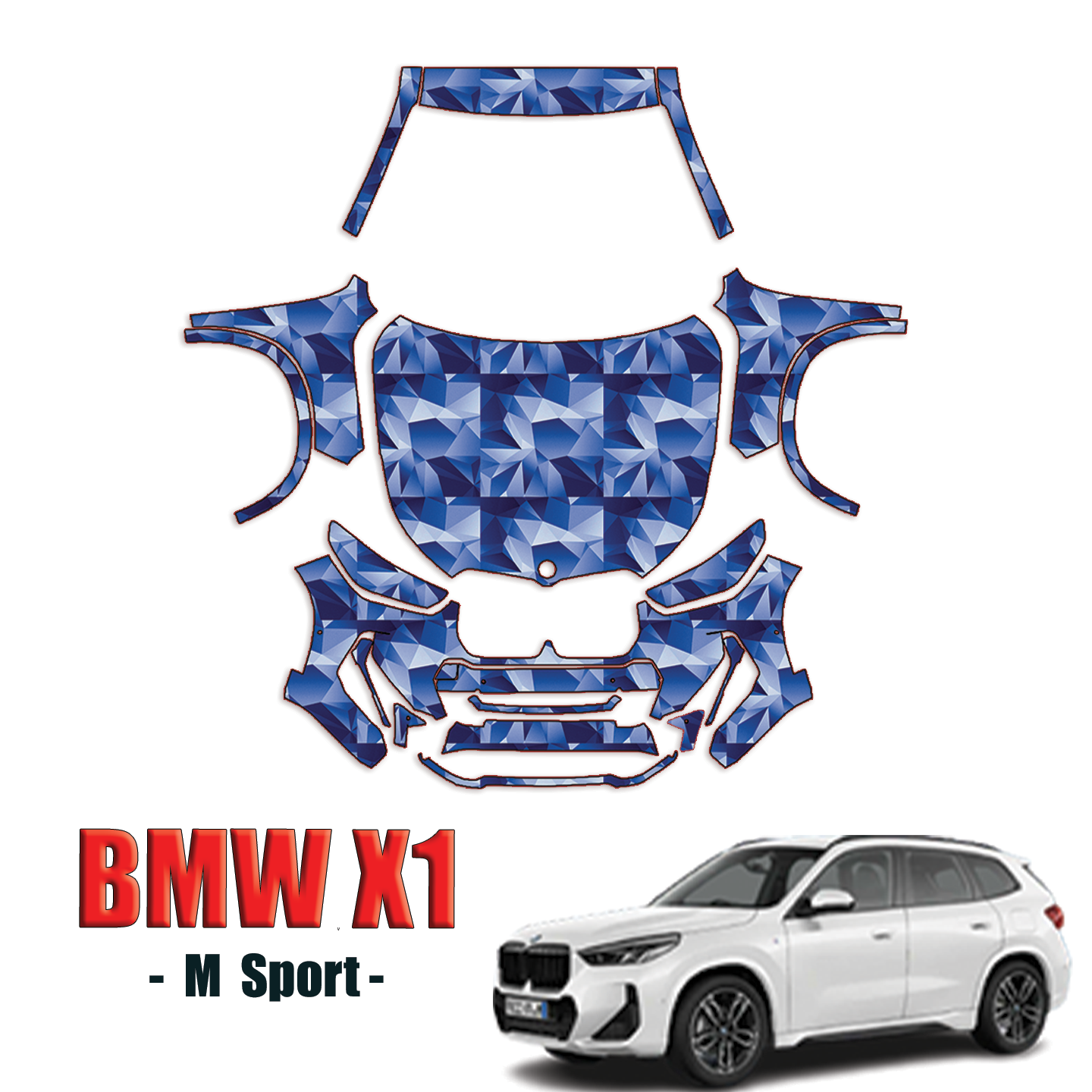 2023-2024 BMW X1 M Sport Precut Paint Protection Kit – Full Front + A Pillars + Rooftop