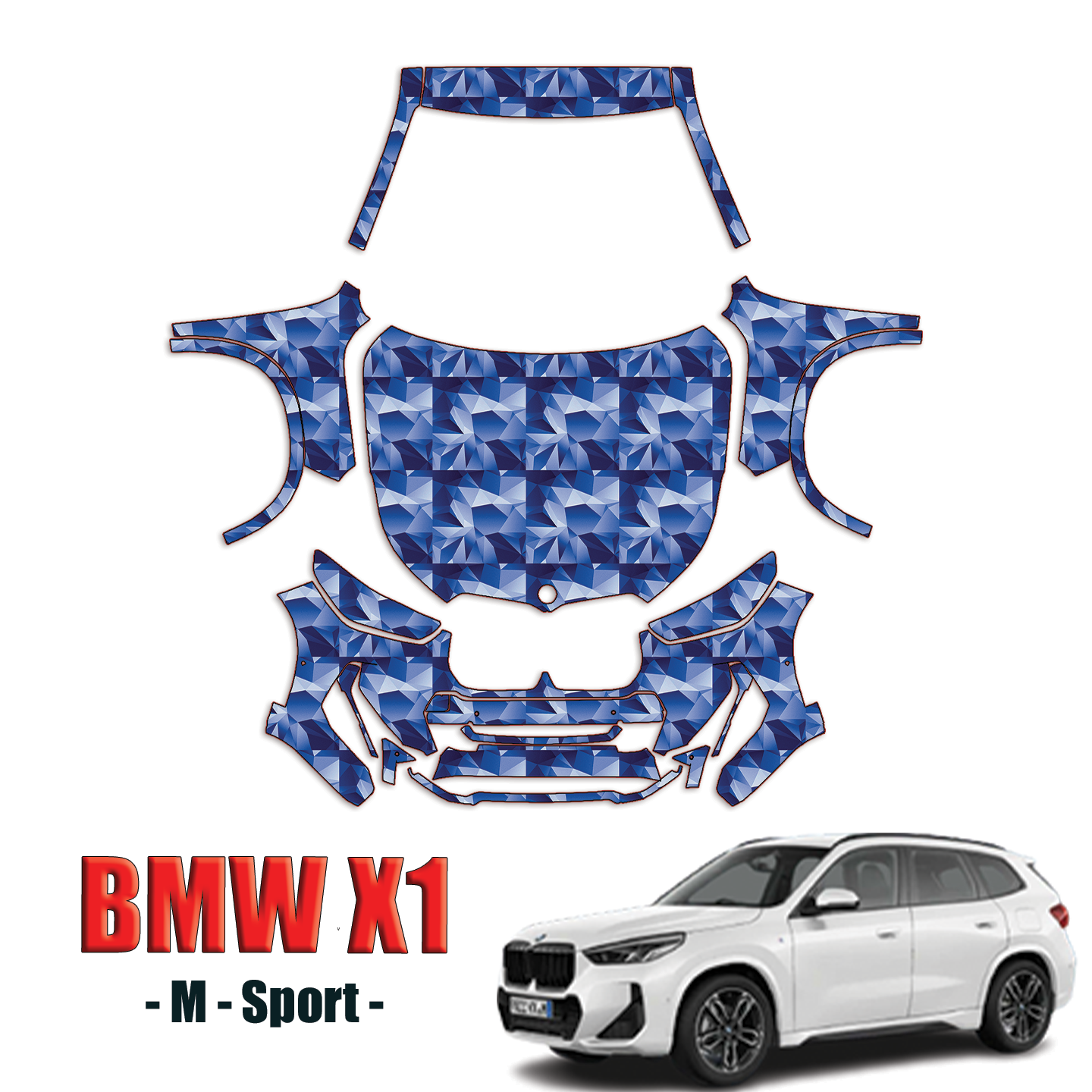 2023-2024 BMW X1 M-Sport Precut Paint Protection Kit – Full Front + A Pillars + Rooftop