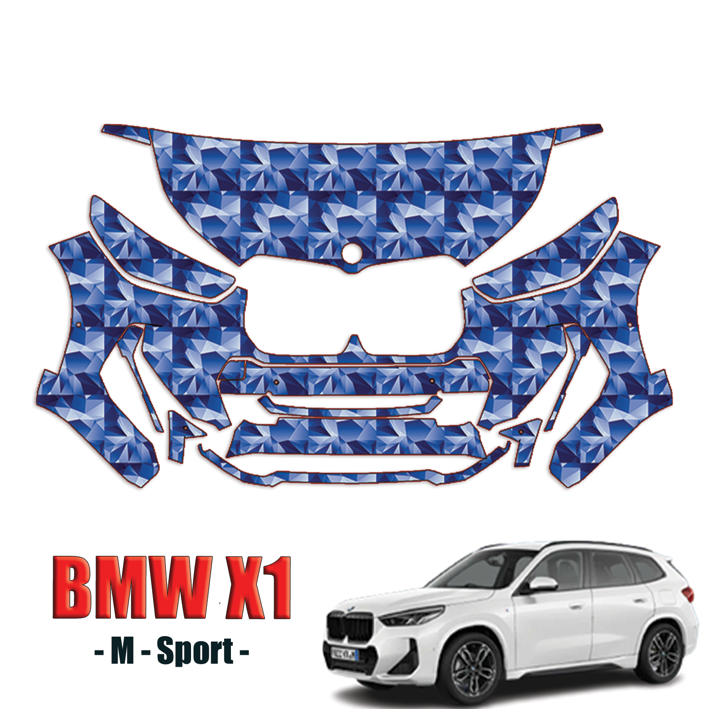 2023-2024 BMW X1 M-Sport Precut Paint Protection PPF Kit – Partial Front