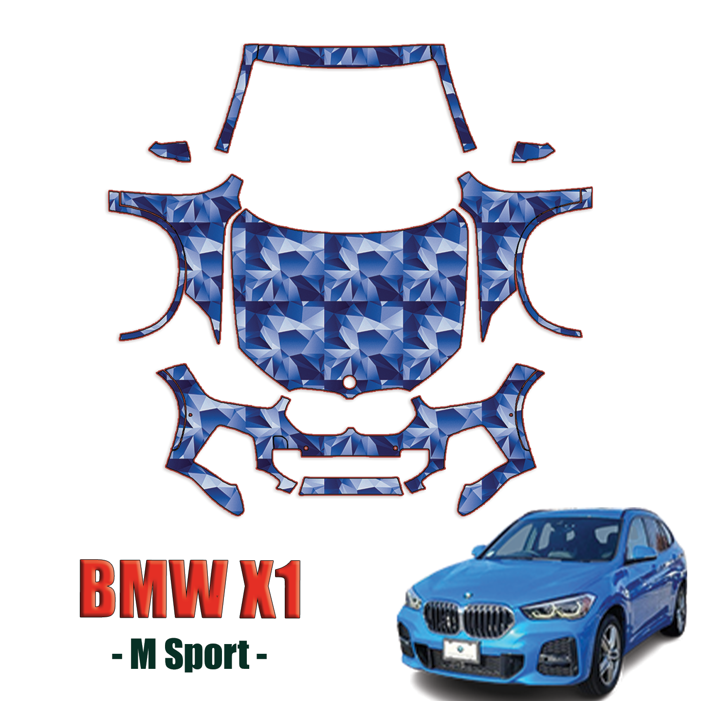 2020-2024 BMW X1 M-Sport Precut Paint Protection Kit – Full Front