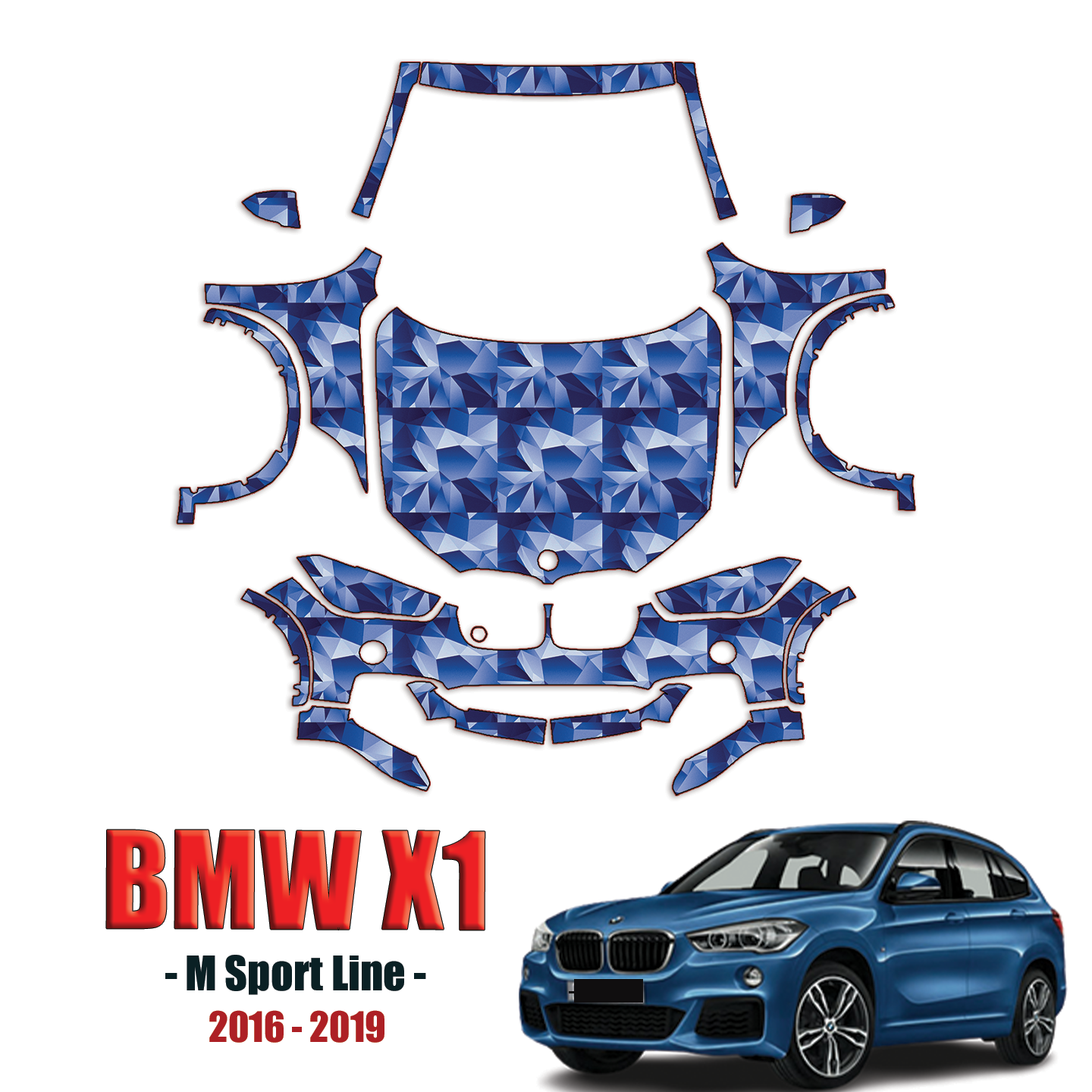 2016-2019 BMW X1 M Sport Line Precut Paint Protection PPF Kit – Full Front