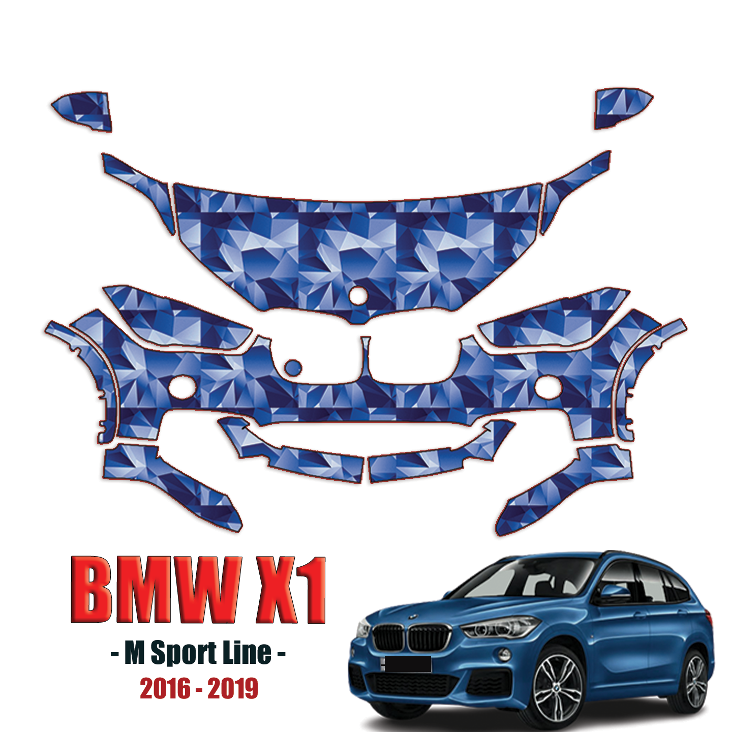 2016-2019 BMW X1 M Sport Line Precut Paint Protection PPF Kit – Partial Front