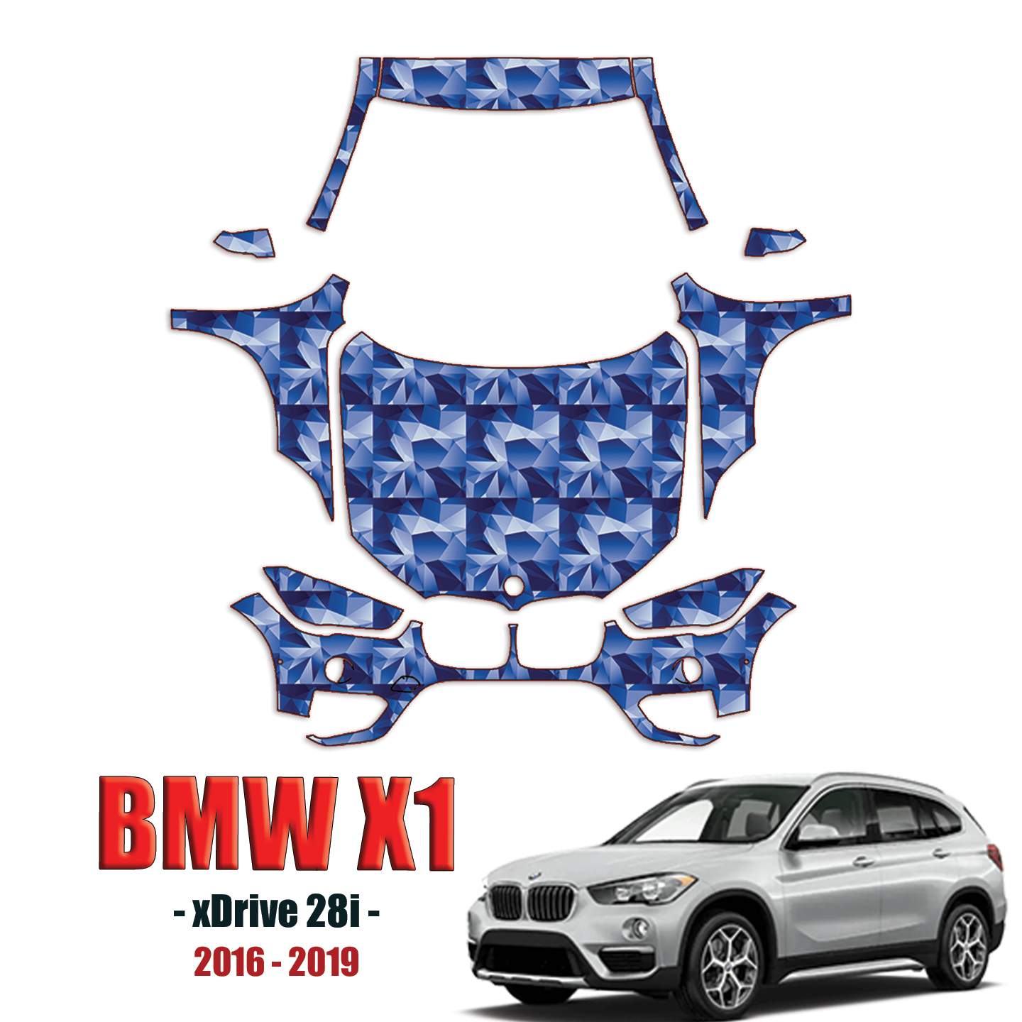 2016-2019 BMW X1 xDrive28i Precut Paint Protection PPF Kit – Full Front