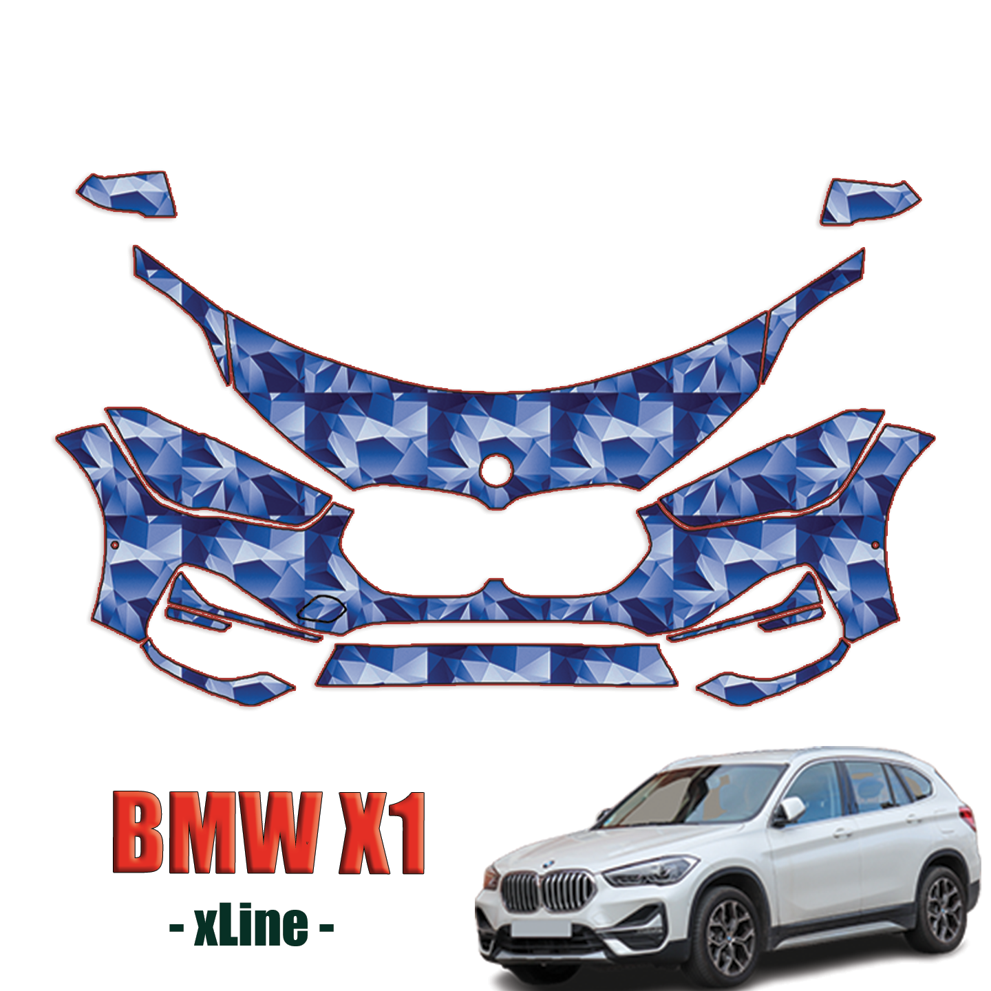 2020-2022 BMW X1 xLine Paint Protection Kit (PPF) – Partial Front