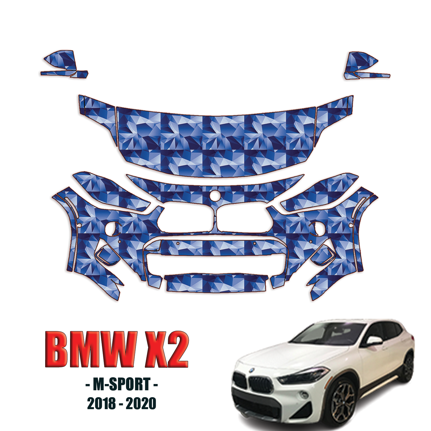 2018-2020 BMW X2 – M-Sport Precut Paint Protection Kit (PPF) – Partial Front