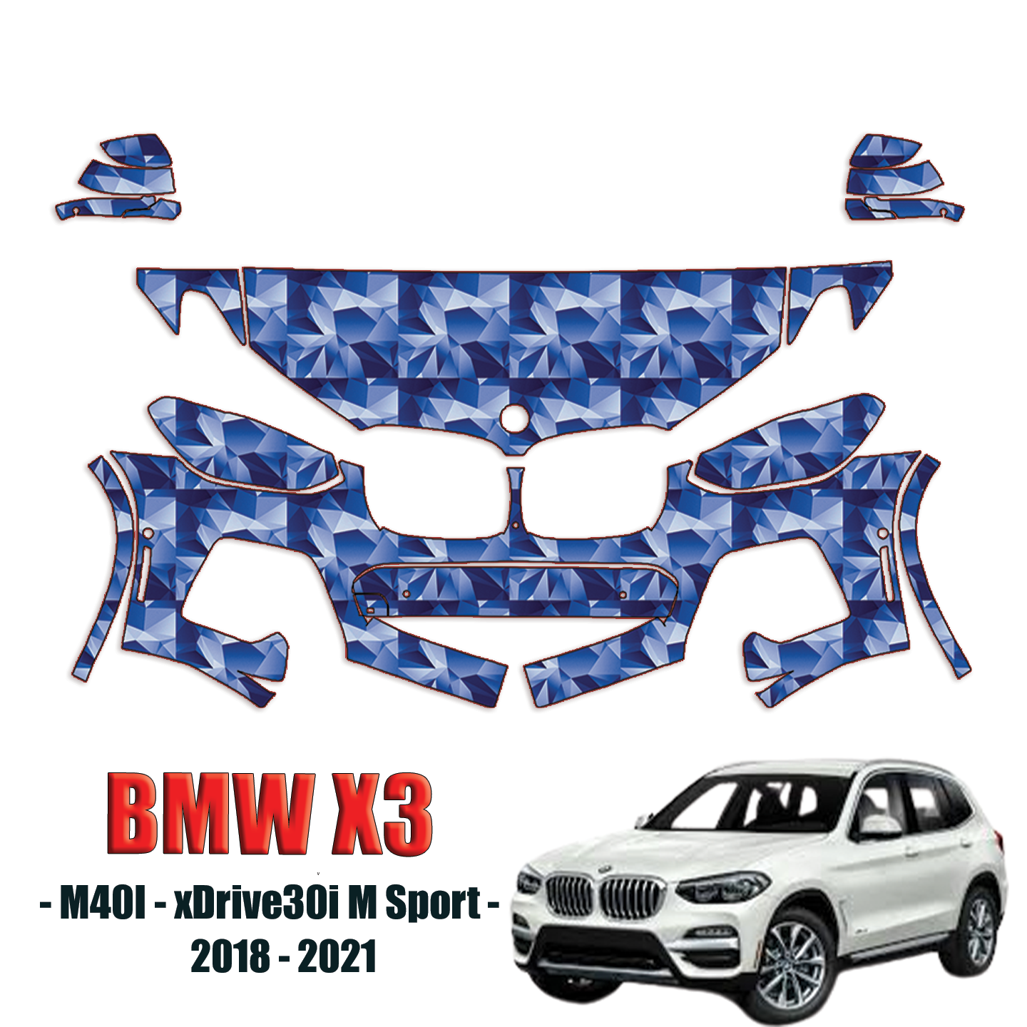 2018-2021 BMW X3 M40i Precut Paint Protection Kit – Partial Front