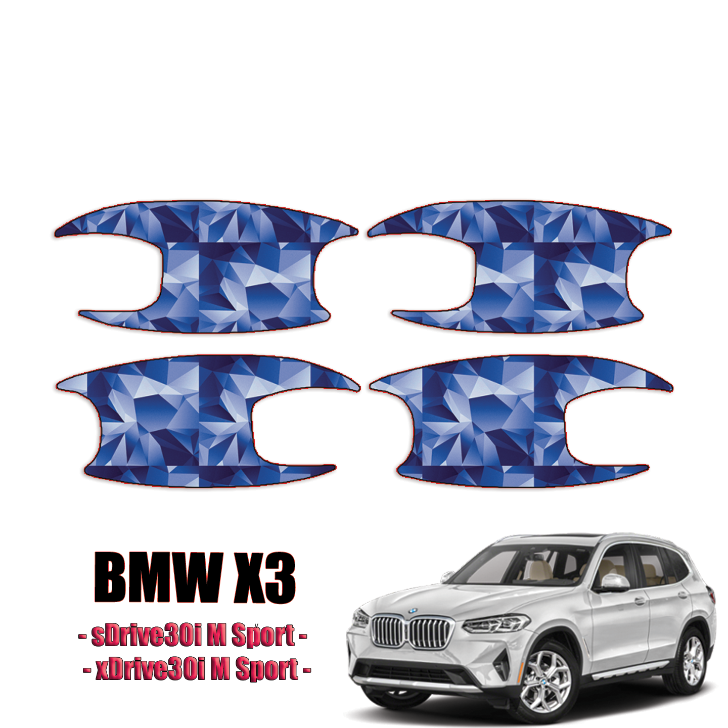 2022-2023 BMW X3 –  sDrive30i M Sport, xDrive30i M Sport Precut Paint Protection Kit – Door Cups