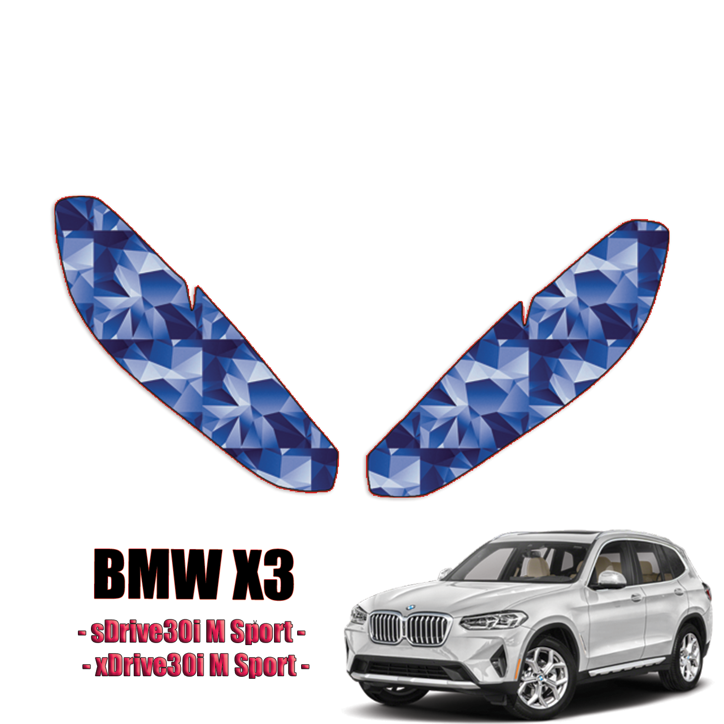 2022-2023 BMW X3 –  sDrive30i M Sport, xDrive30i M Sport Pre Cut Paint Protection Kit – Headlights