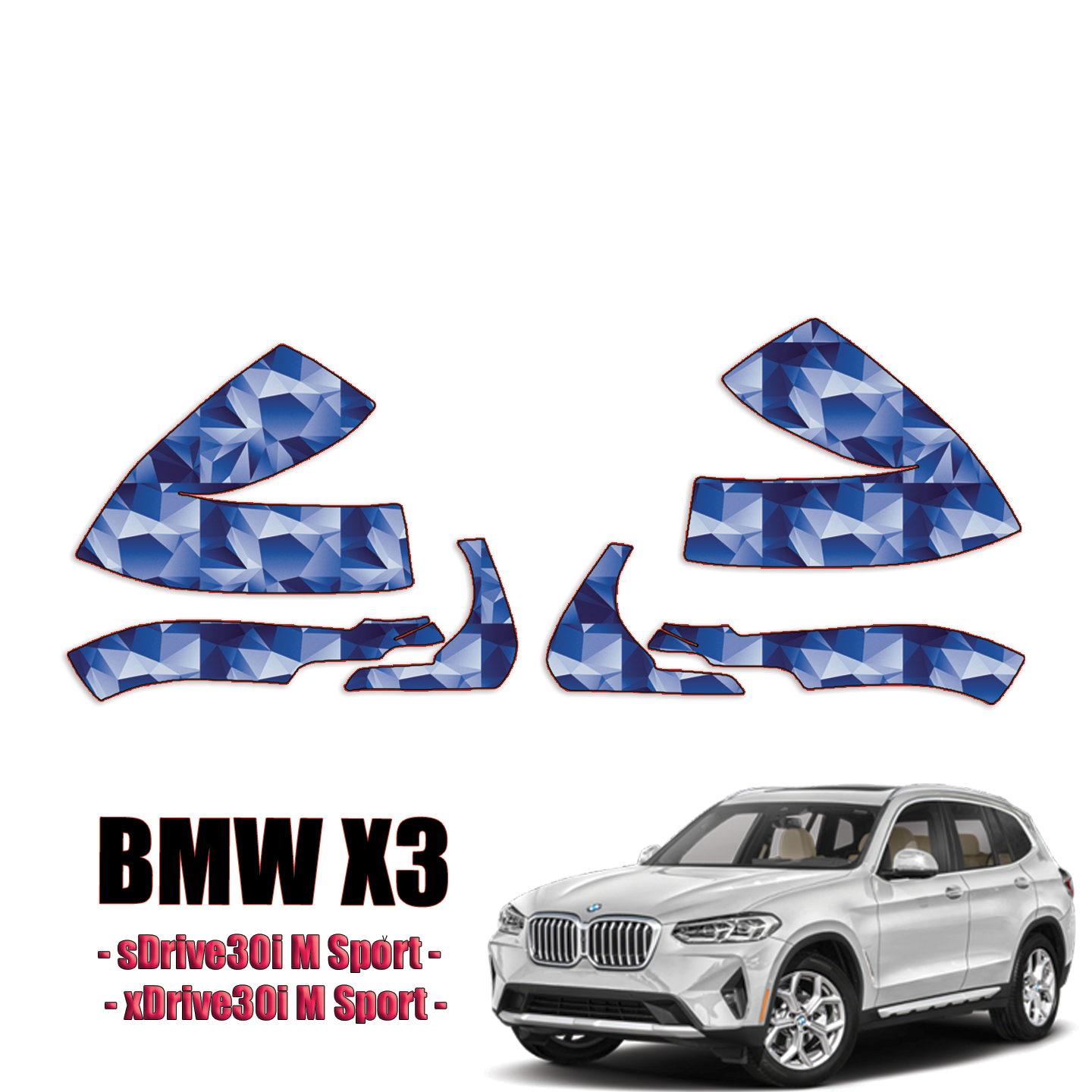 2022-2023 BMW X3 –  sDrive30i M Sport, xDrive30i M Sport Precut Paint Protection Kit (PPF) – Mirrors