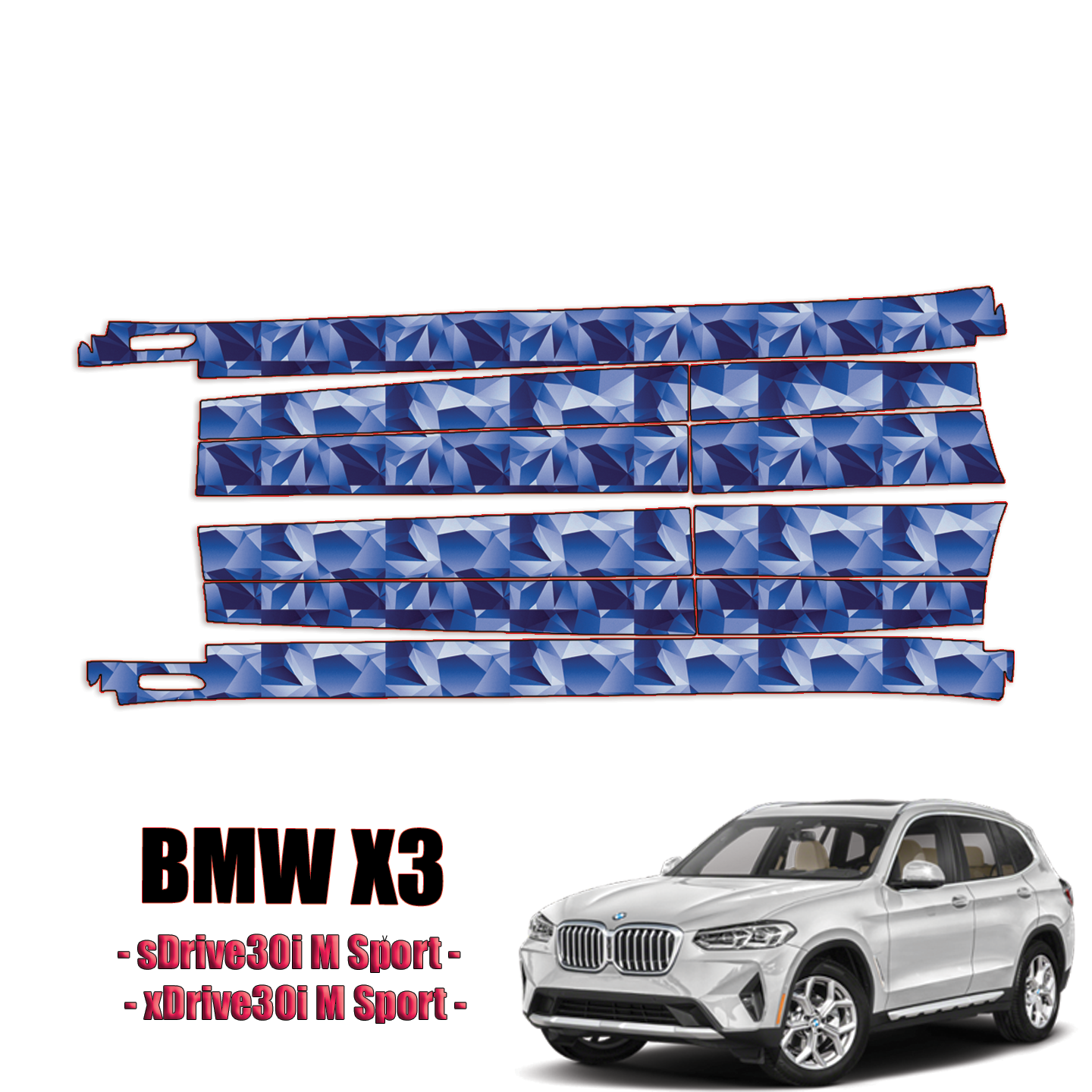2022-2024 BMW X3 –  sDrive30i M Sport, xDrive30i M Sport Precut Paint Protection Kit – Rocker Panels