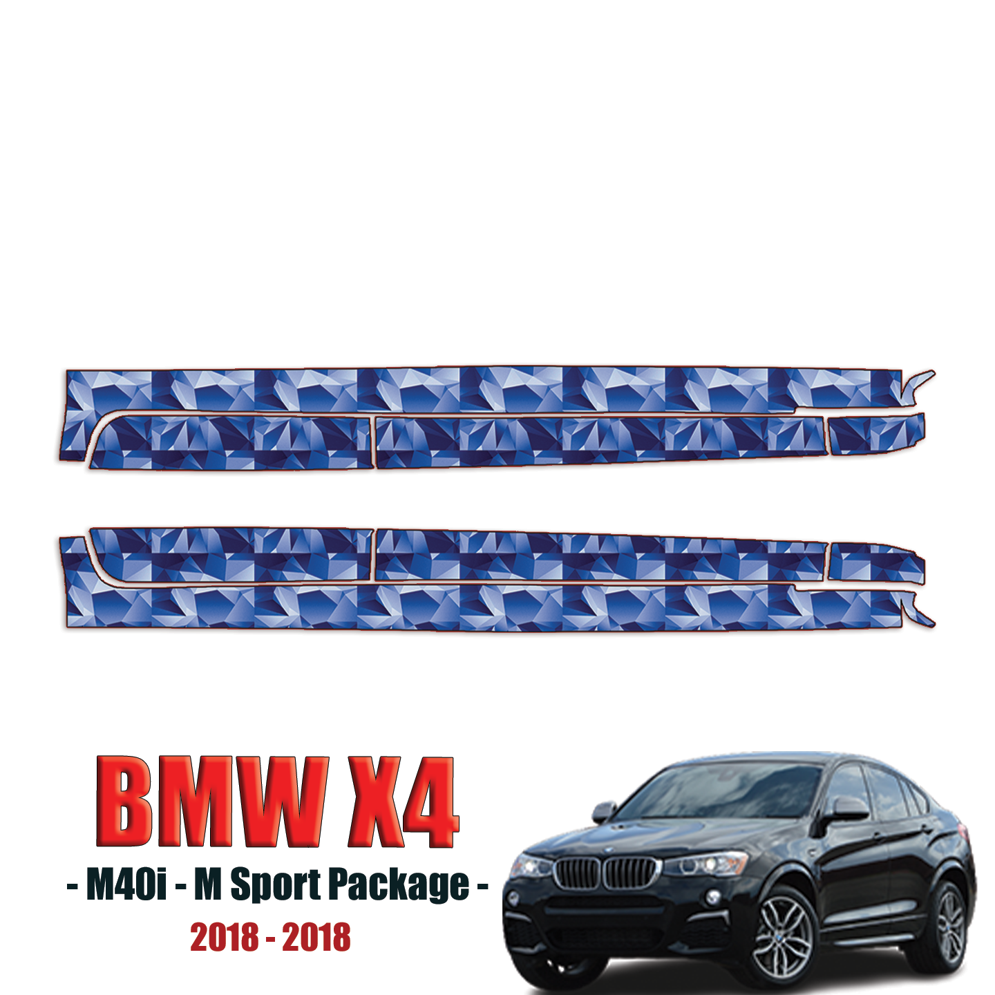 2018-2018 BMW X4 – M40i- M Sport Package Precut Paint Protection Film – Rocker Panels