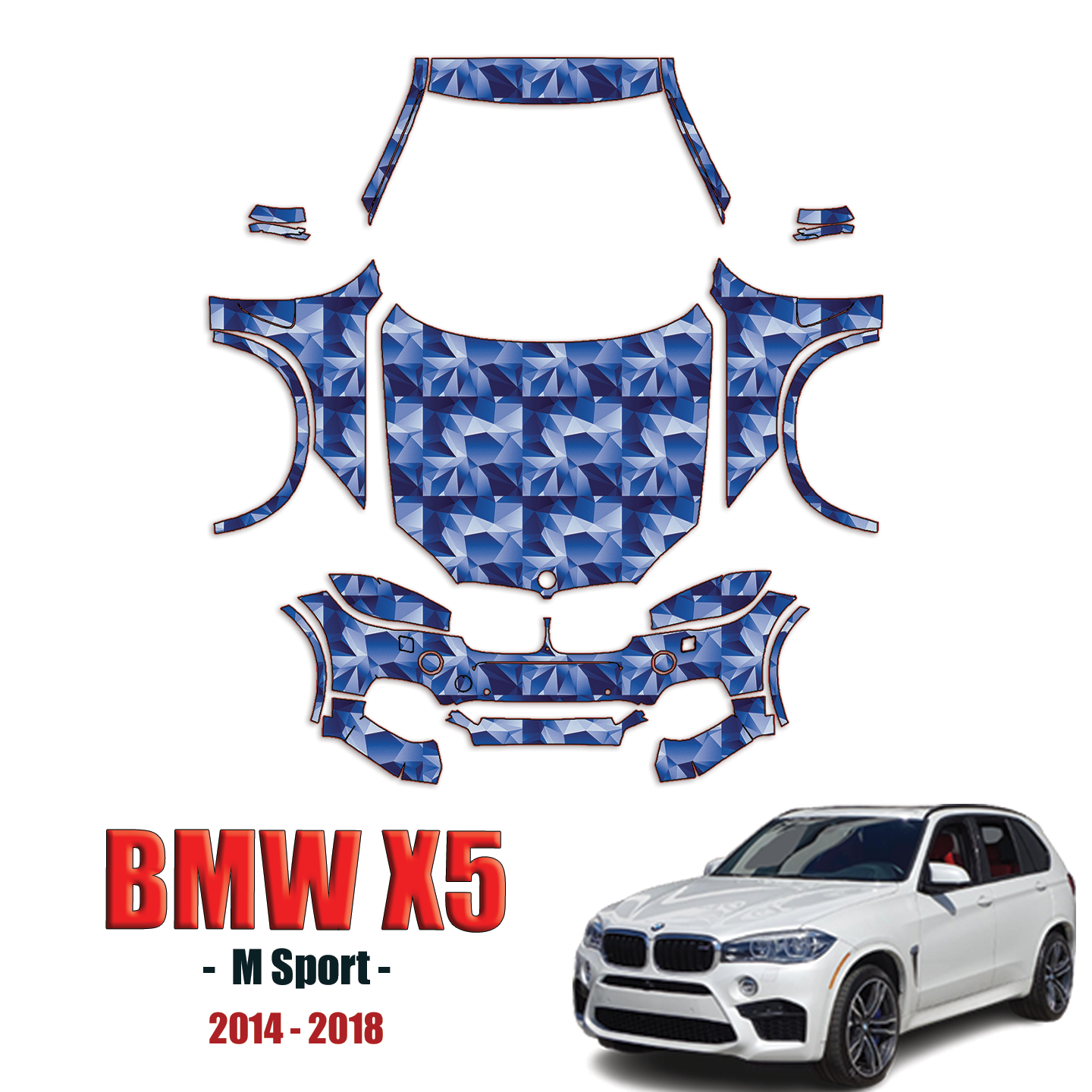 2014-2018 BMW X5 M Sport Precut Paint Protection PPF Kit – Full Front+