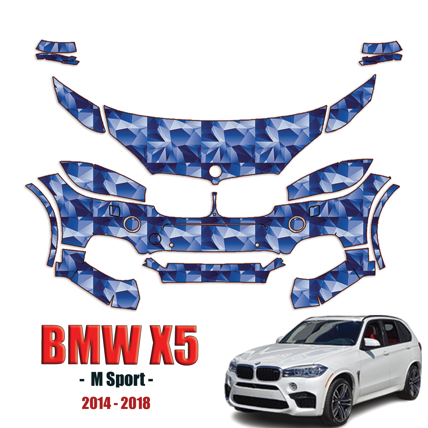 2014-2018 BMW X5 M Sport Precut Paint Protection PPF Kit – Partial Front