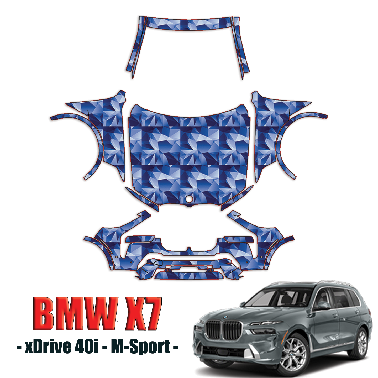 2023-2024 BMW X7 xDrive 40i M Sport Precut Paint Protection Kit – Full Front+