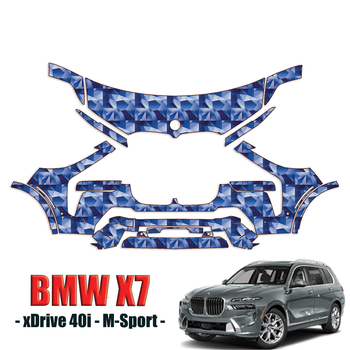 2023-2024 BMW X7 xDrive 40i, M-Sport Precut Paint Protection PPF Kit – Partial Front