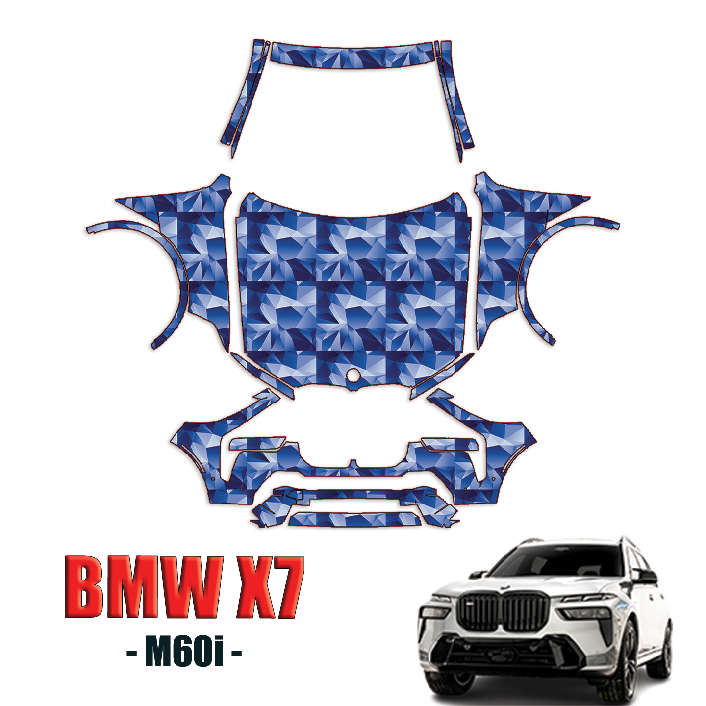 2023-2024 BMW X7 M60i Precut Paint Protection Kit – Full Front + A Pillars + Rooftop