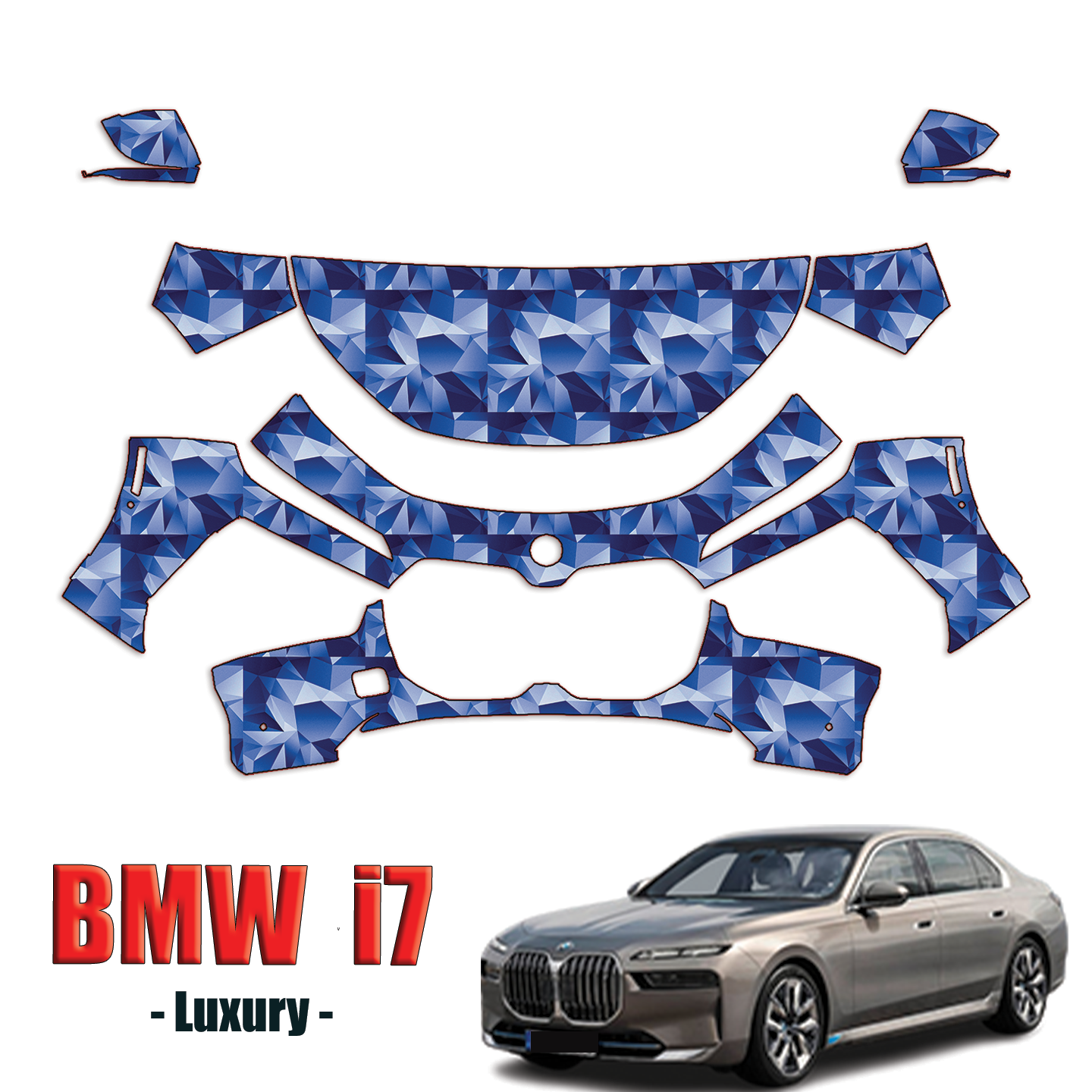 2023-2024 BMW i7 Luxury Precut Paint Protection PPF Kit – Partial Front