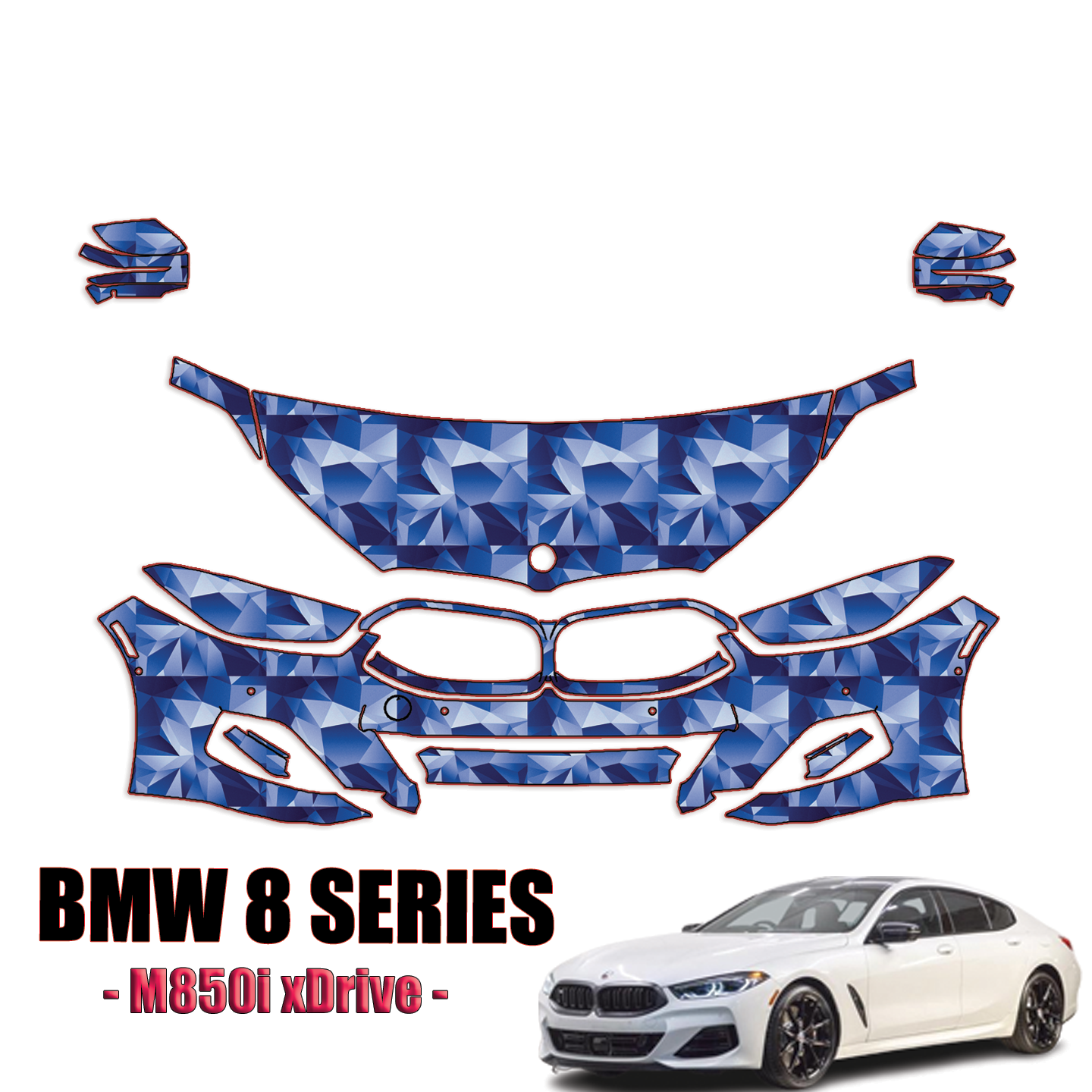 2019-2024 BMW 8 Series – M850i xDrive Paint Protection Kit (PPF) – Partial Front