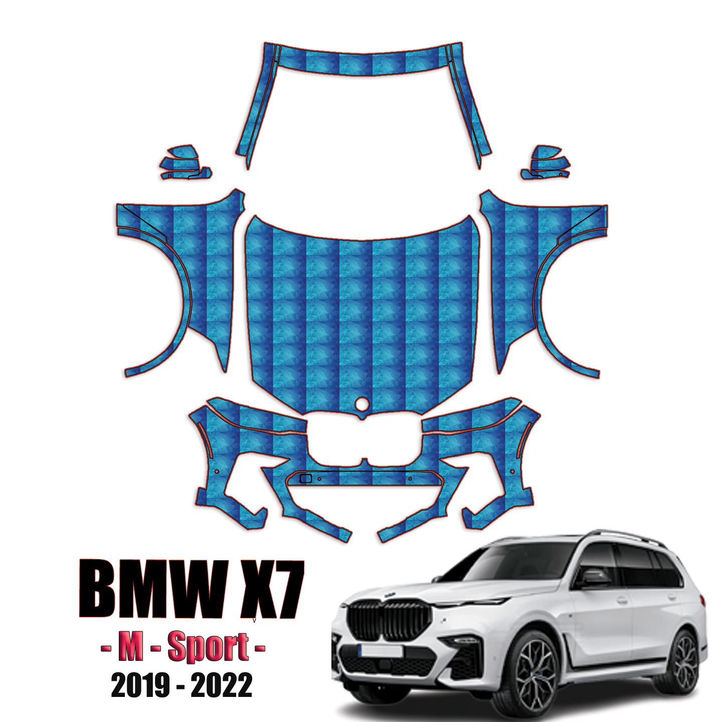 2019-2023 BMW X7 – M-Sport Pre Cut Paint Protection Kit – Full Front