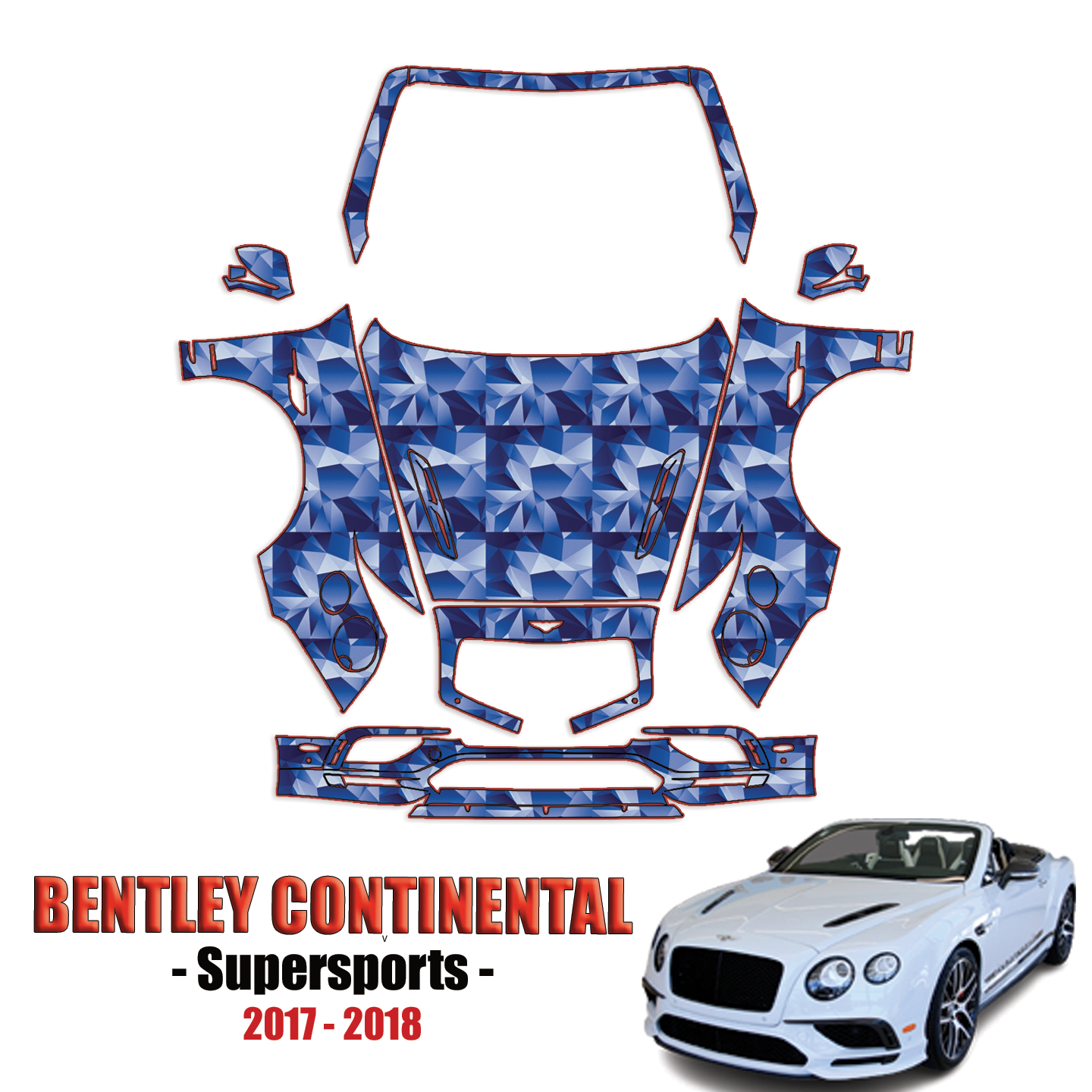 2017-2018 Bentley Continental – Supersports Pre Cut Paint Protection Kit – Full Front + A Pillars + Rooftop