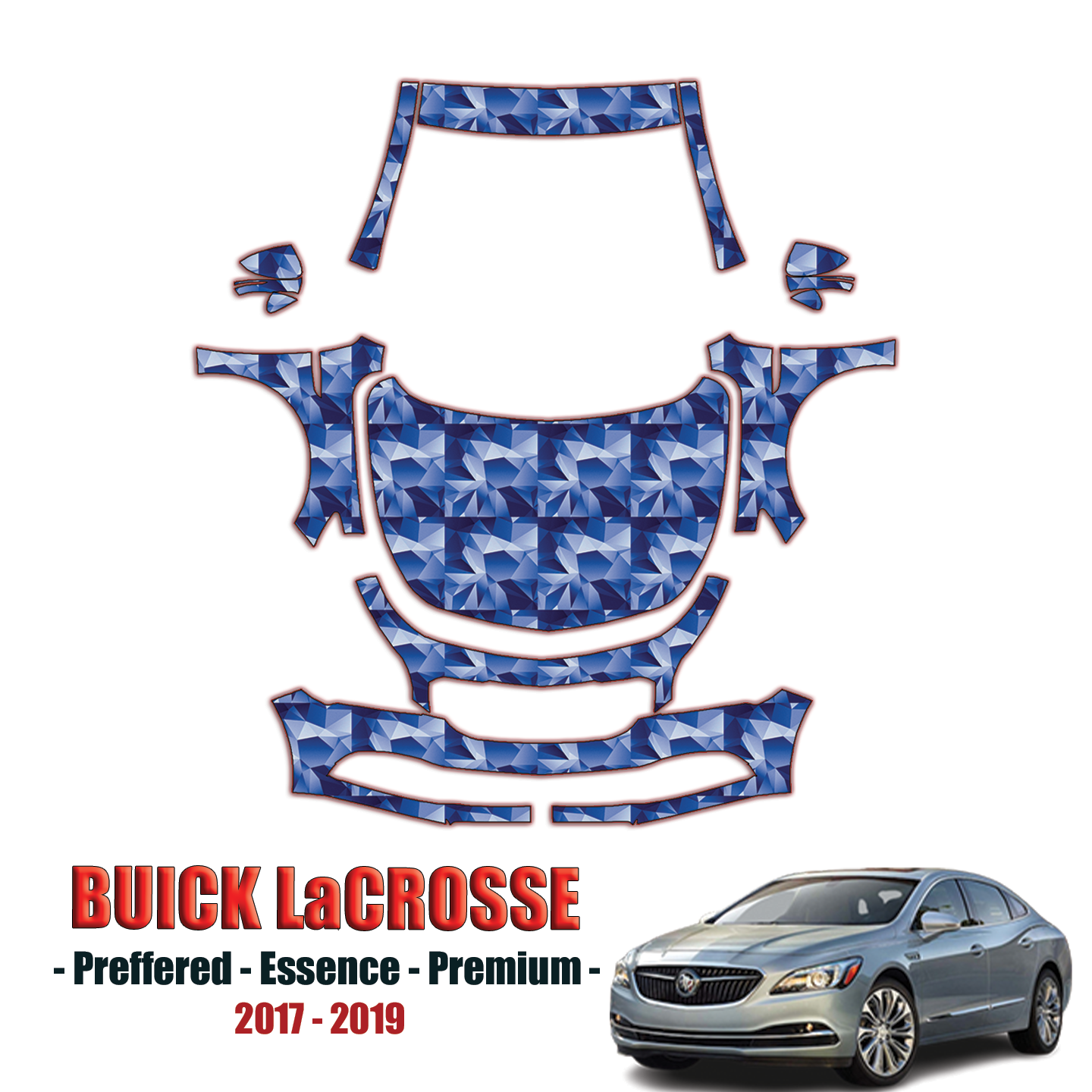 2017-2019 Buick LaCrosse – Preferred, Essence, Premium Precut Paint Protection Kit – Full Front + A Pillars + Rooftop