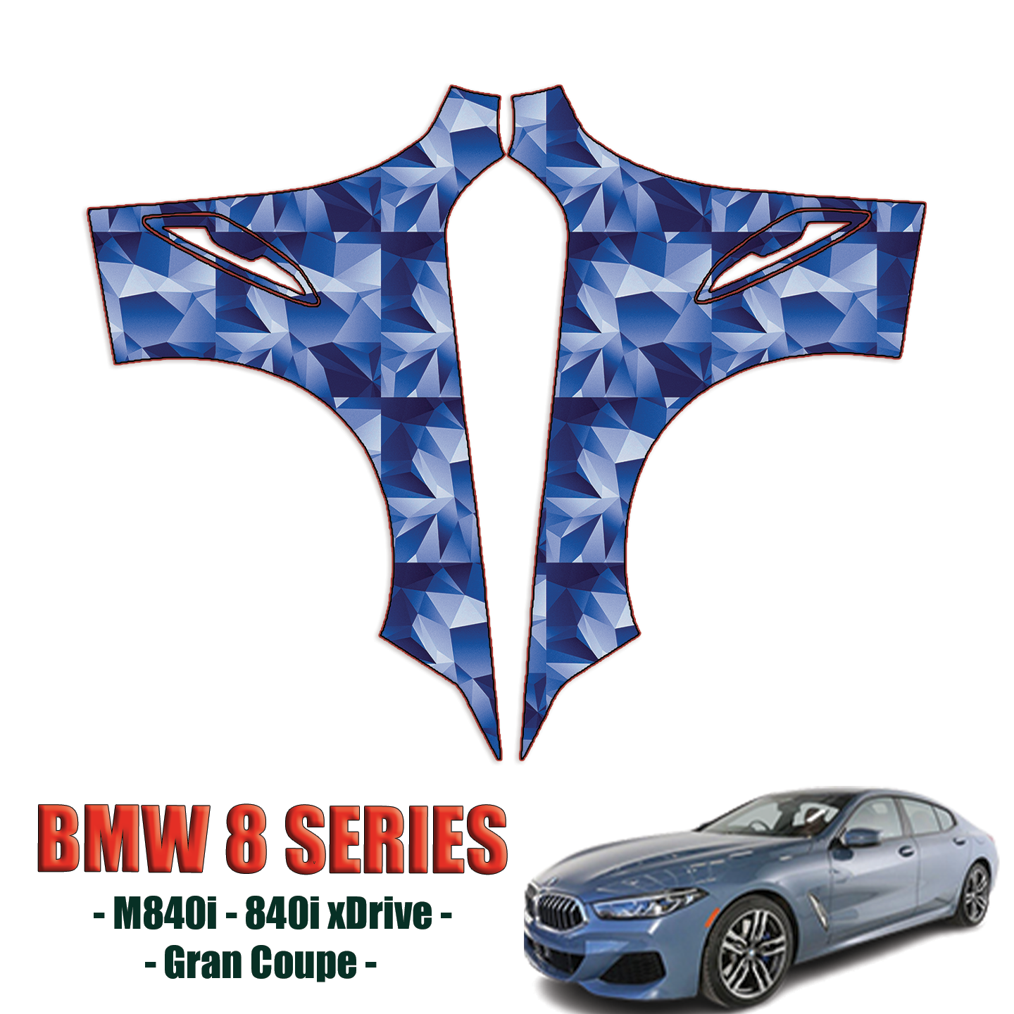 2020-2023 BMW 8 Series 840i, 840i xDrive Gran Coupe Precut Paint Protection Kit – Full Front Fenders