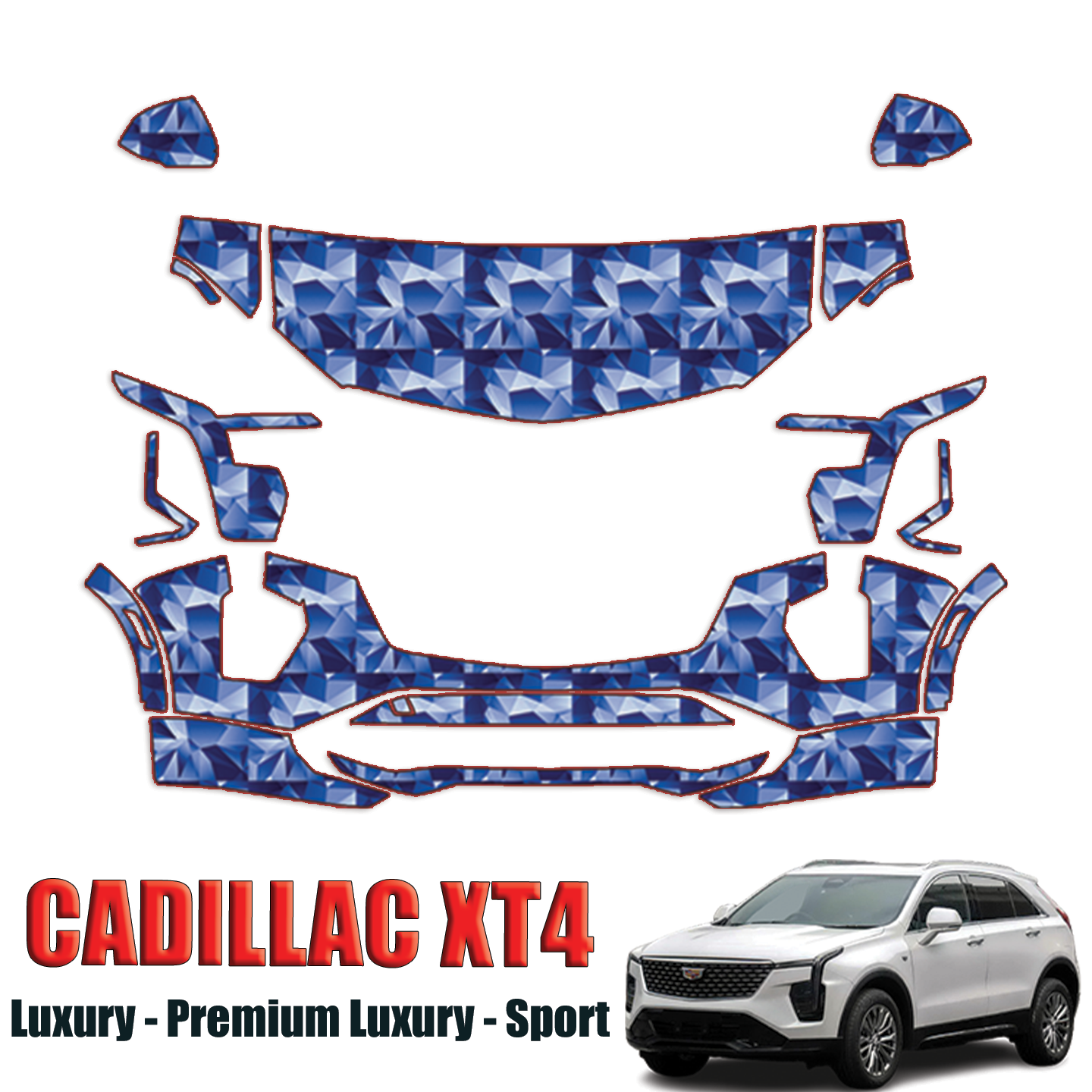 2024-2025 Cadillac XT4 Precut Paint Protection PPF Kit – Partial Front