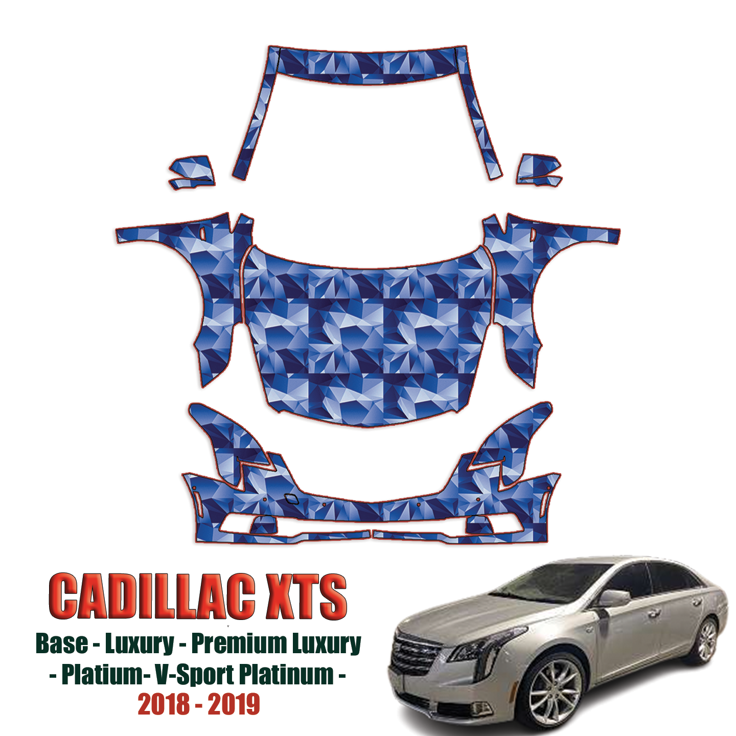 2018-2019 Cadillac XTS Precut Paint Protection Kit – Full Front + A Pillars + Rooftop