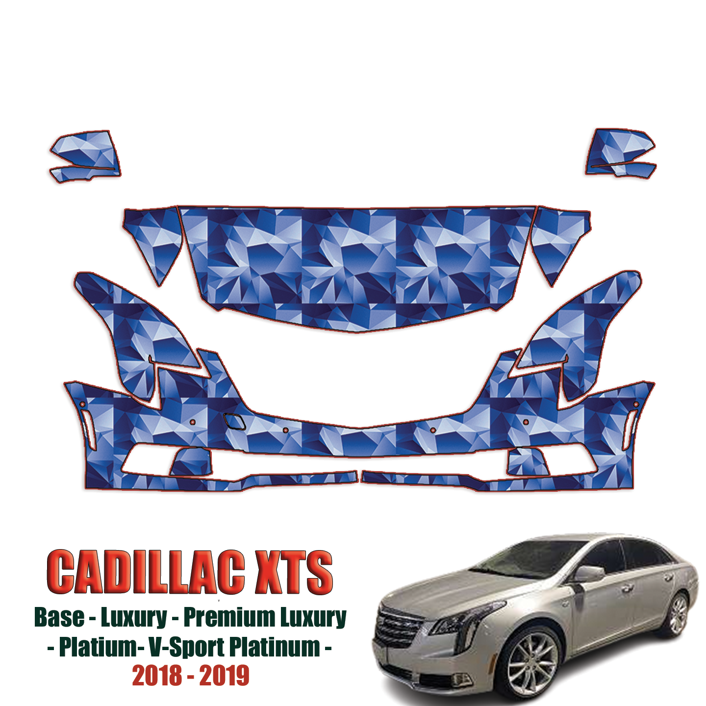 2018 – 2019 Cadillac XTS Precut Paint Protection Kit (PPF) – Partial Front