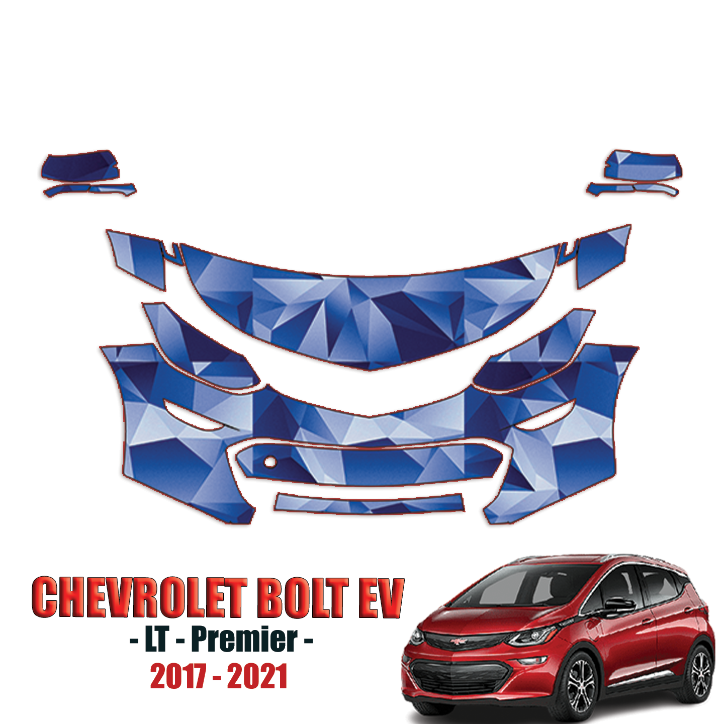 2017 – 2021 Chevrolet Bolt EV – LT, Premier Paint Protection Kit – Partial Front