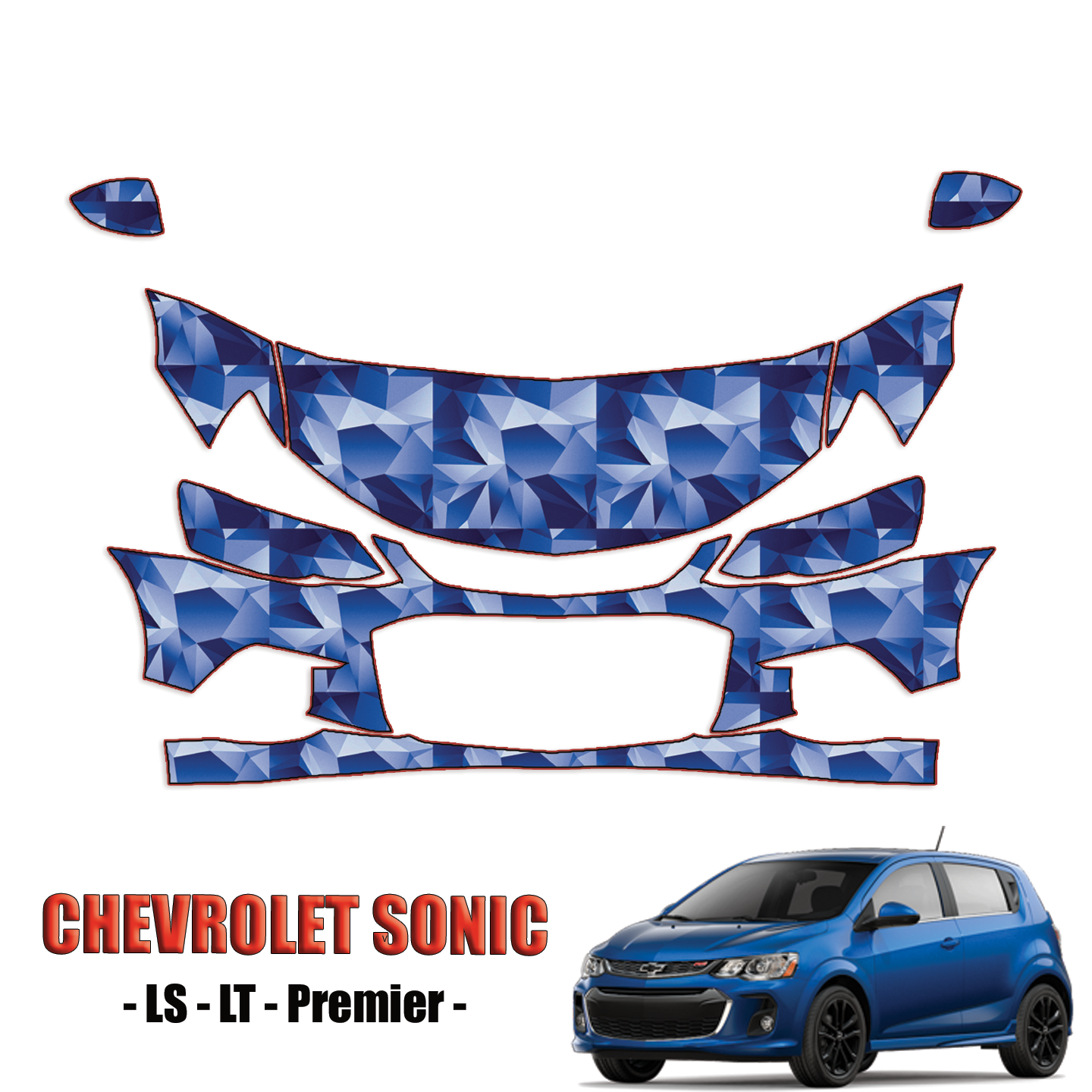 2017-2020 Chevrolet Sonic Sedan Precut Paint Protection PPF Kit – Partial Front