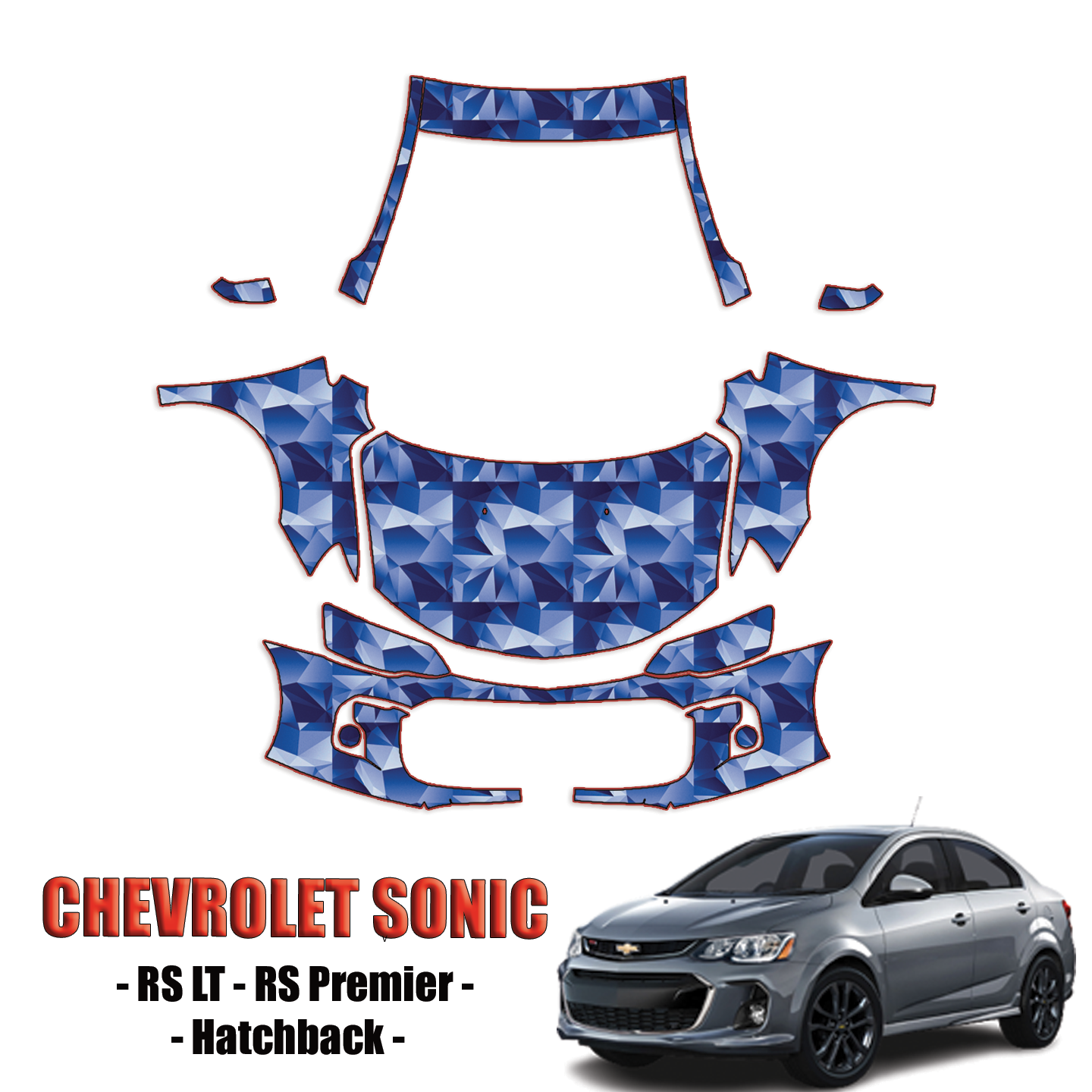 2017-2024 Chevrolet Sonic Hatchback  Precut Paint Protection PPF Kit – Full Front + A Pillars + Rooftop