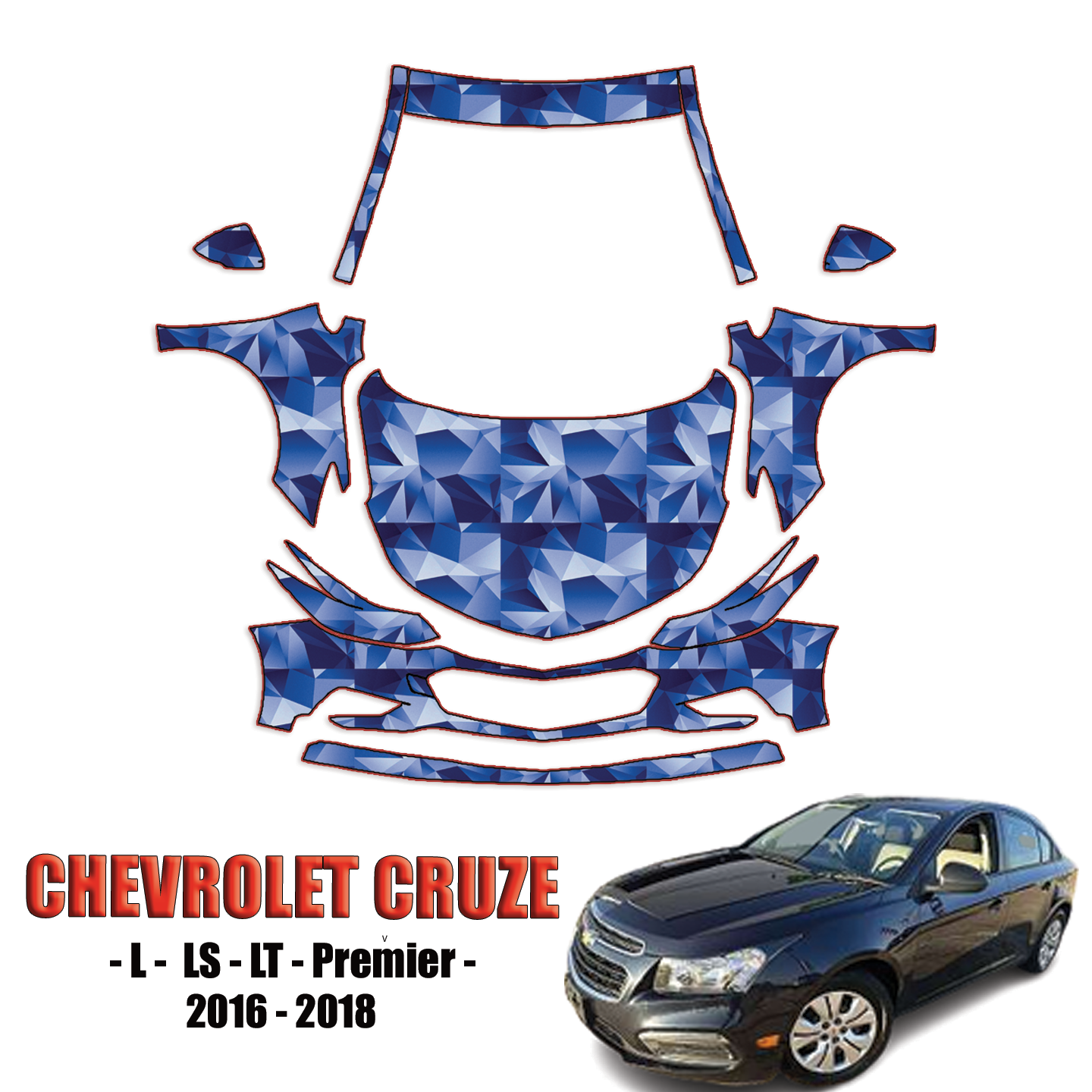 2016-2018 Chevrolet Cruze Precut Paint Protection Kit – Full Front+