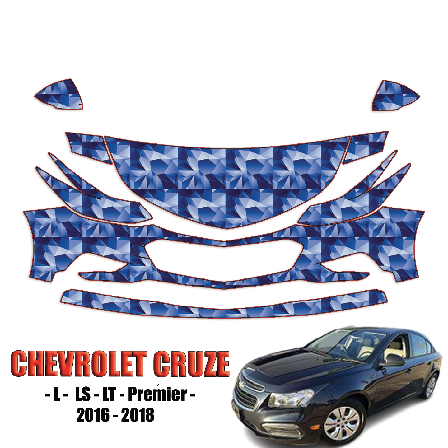 2016-2018 Chevrolet Cruze Precut Paint Protection Kit – Partial Front