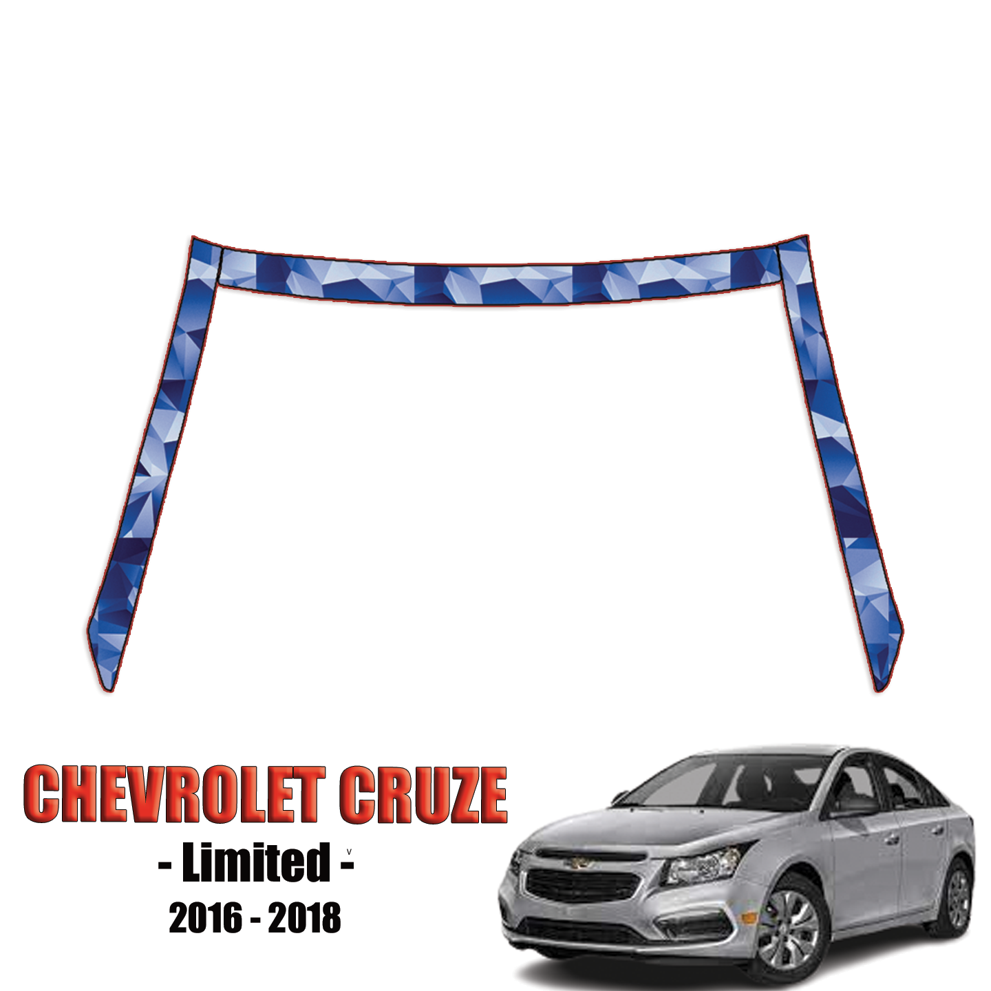 2016-2018 Chevrolet Cruze – Limited Pre Cut Paint Protection Kit – A Pillars + Rooftop