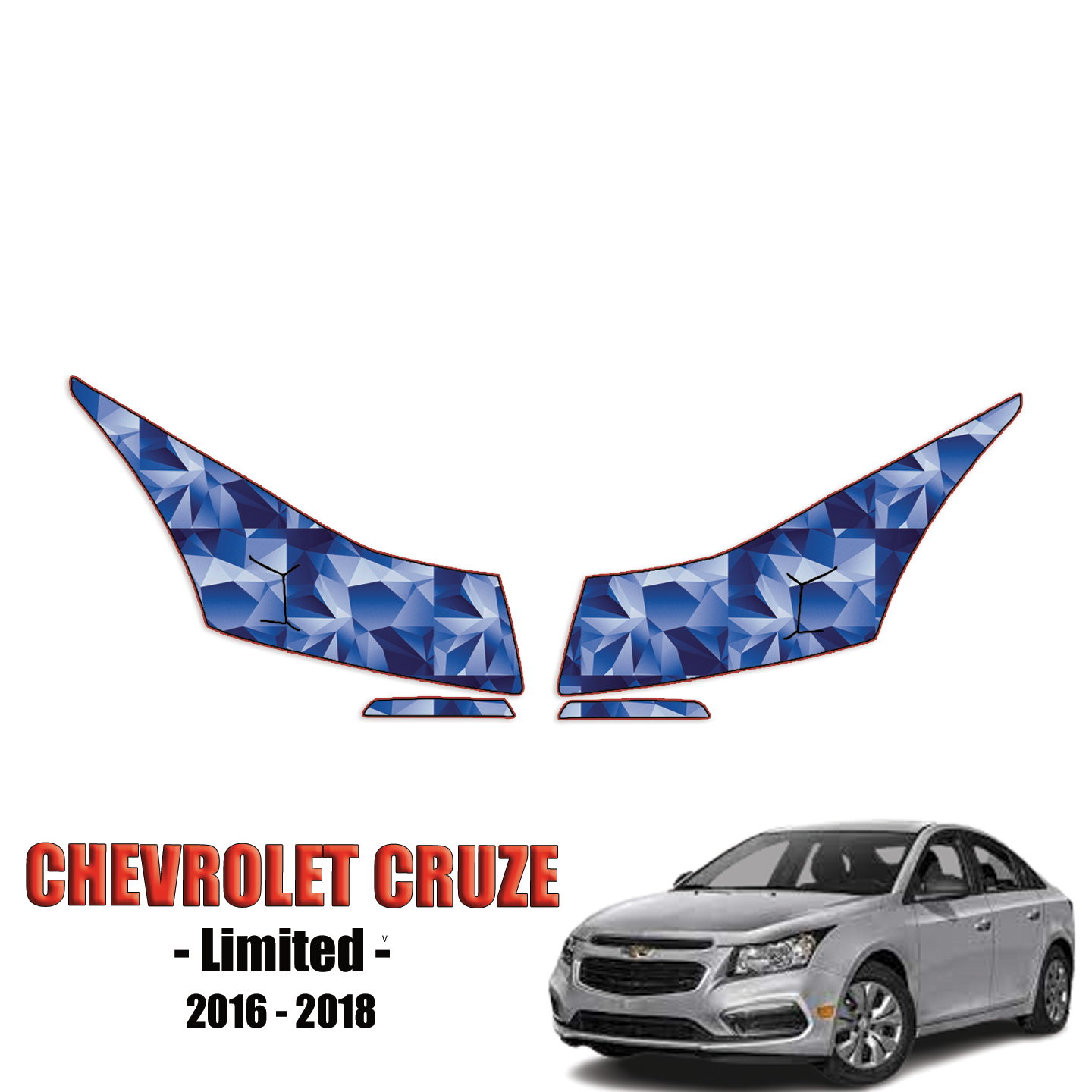 2016-2018 Chevrolet Cruze – Limited Precut Paint Protection Kit – Headlights + fogs