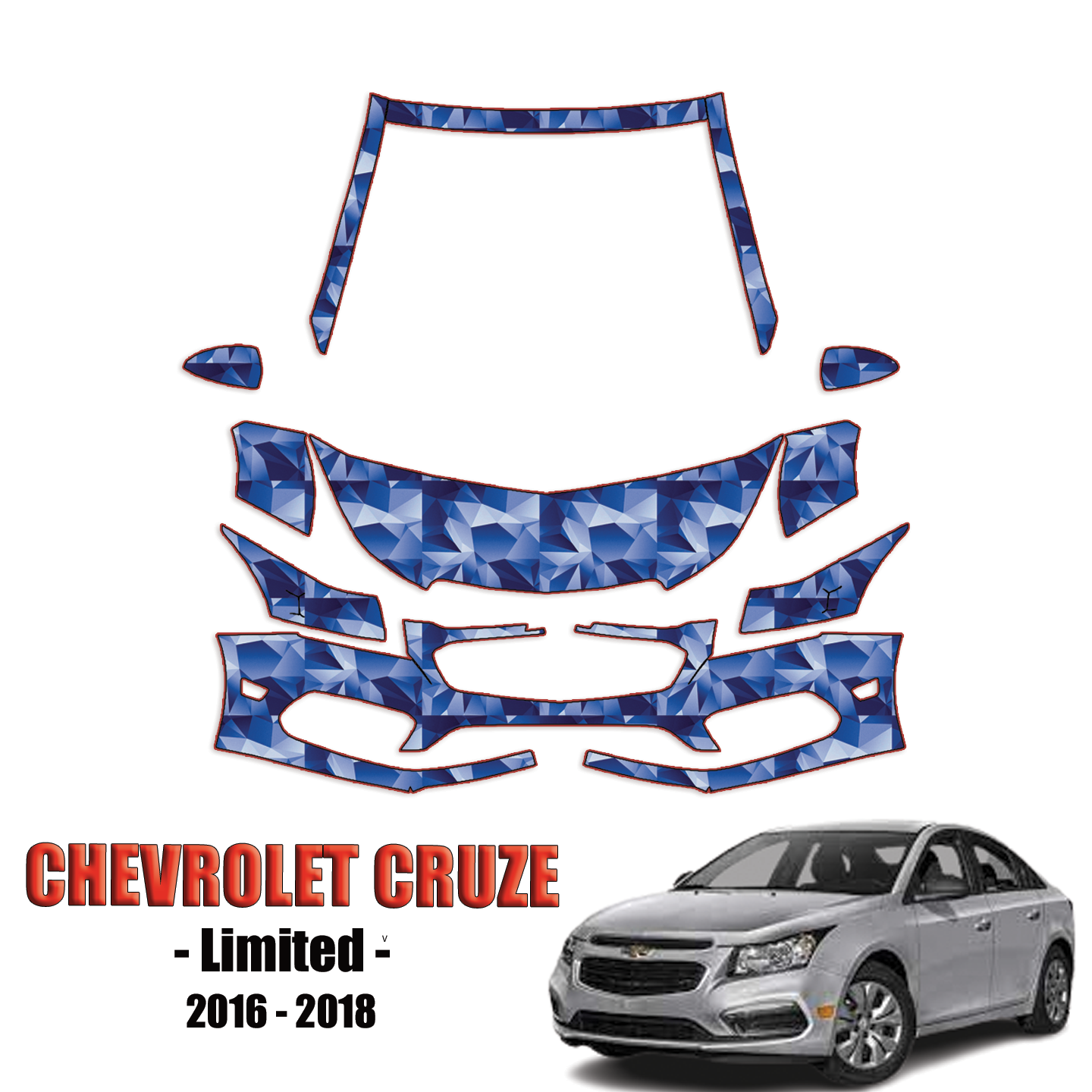 2016-2018 Chevrolet Cruze Limited Precut Paint Protection PPF Kit – Partial Front