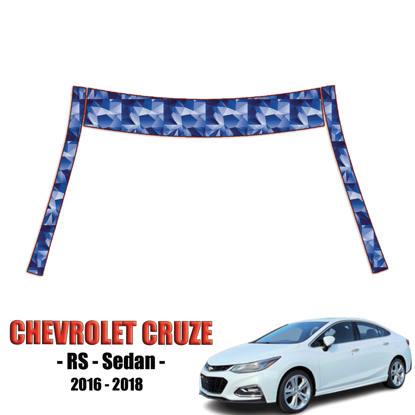 2016-2018 Chevrolet Cruze – RS Sedan Pre Cut Paint Protection Kit – A Pillars + Rooftop