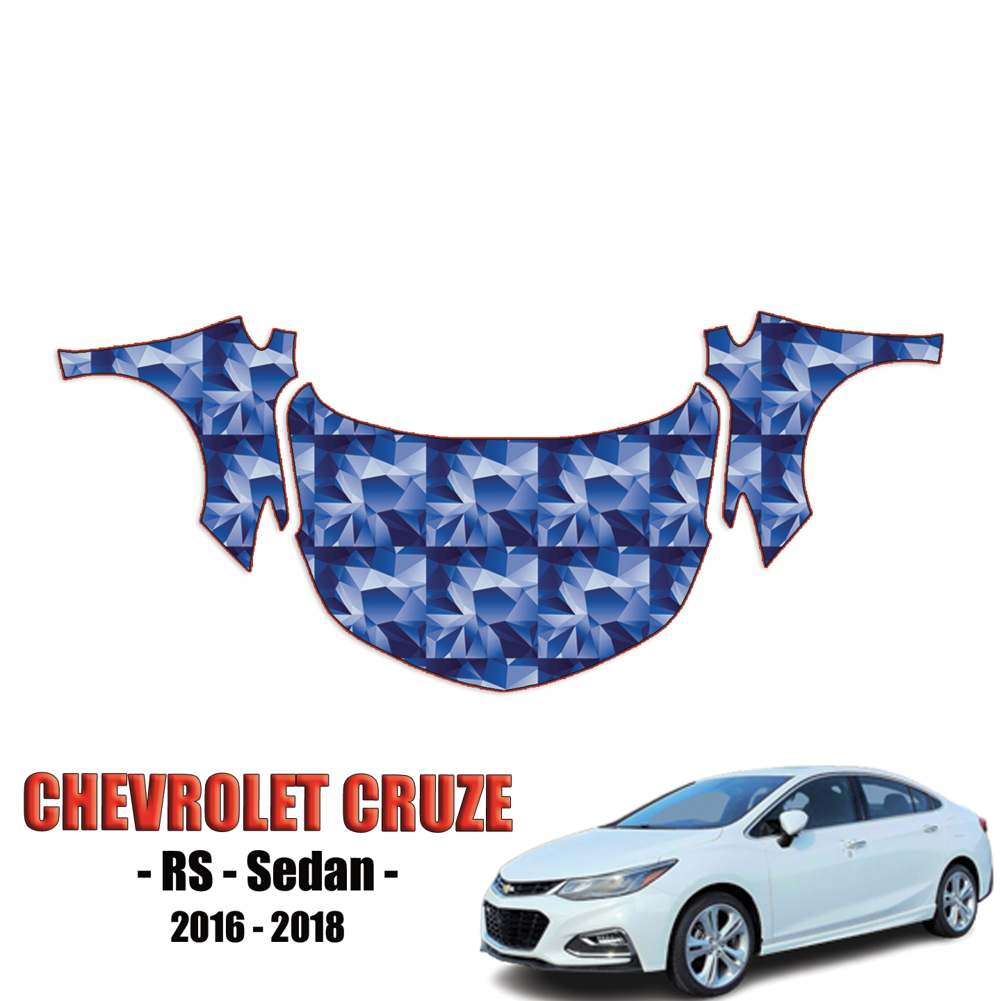 2016-2018 Chevrolet Cruze – RS Sedan Precut Paint Protection Kit – Full Hood + Fenders