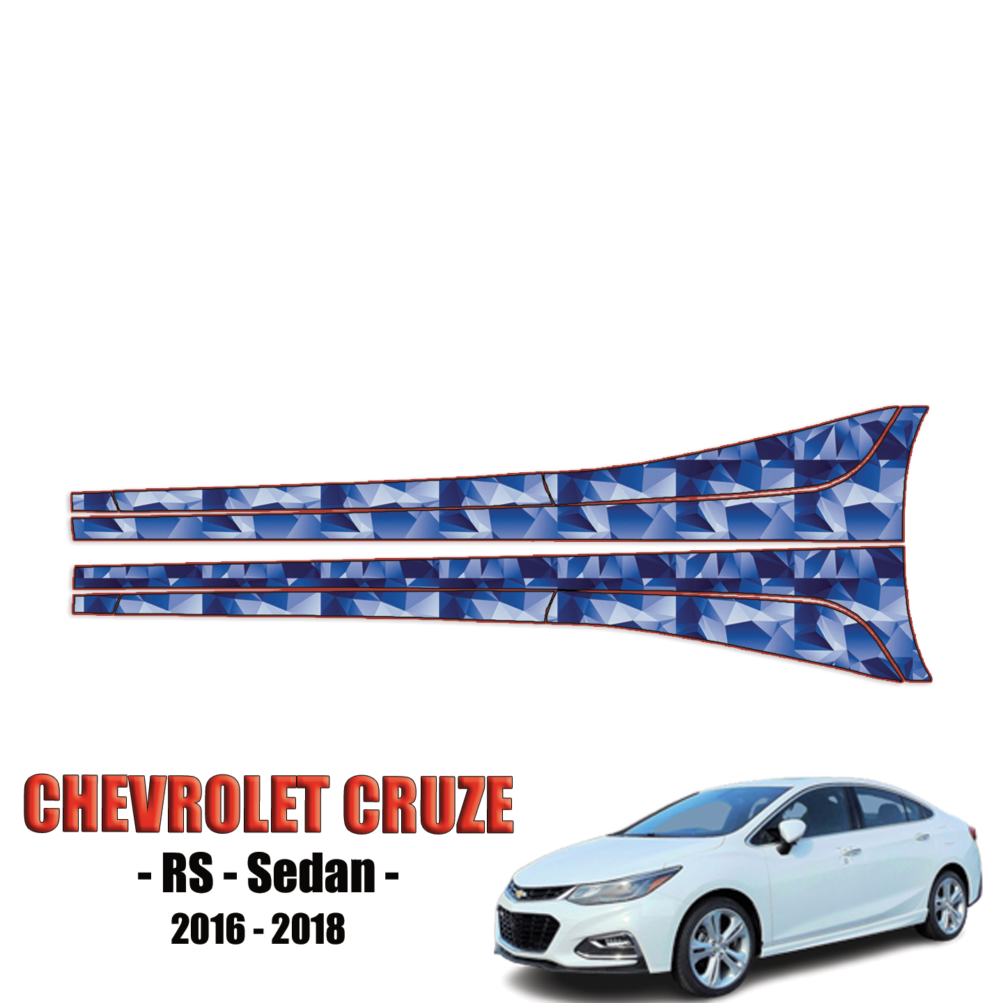 2016-2018 Chevrolet Cruze – RS Sedan Precut Paint Protection Kit – Rocker Panels