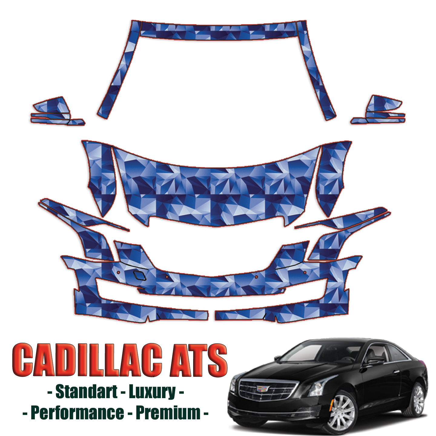 2015-2023 Cadillac ATS  – Standard, Luxury, Premium, Coupe Precut Paint Protection Kit – Partial Front
