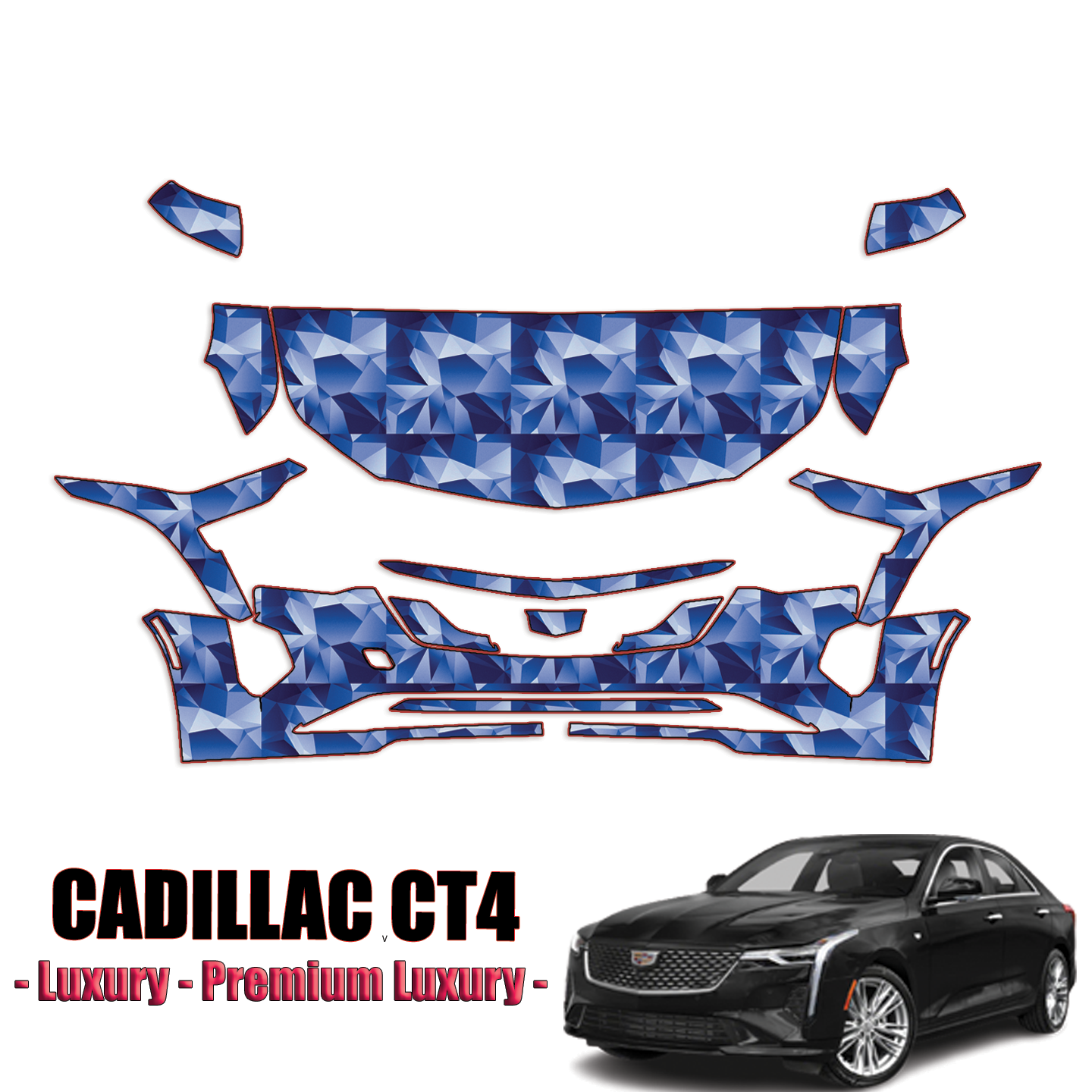 2020-2024 Cadillac CT4 – Luxury, Premium Luxury Precut Paint Protection PPF Kit – Partial Front