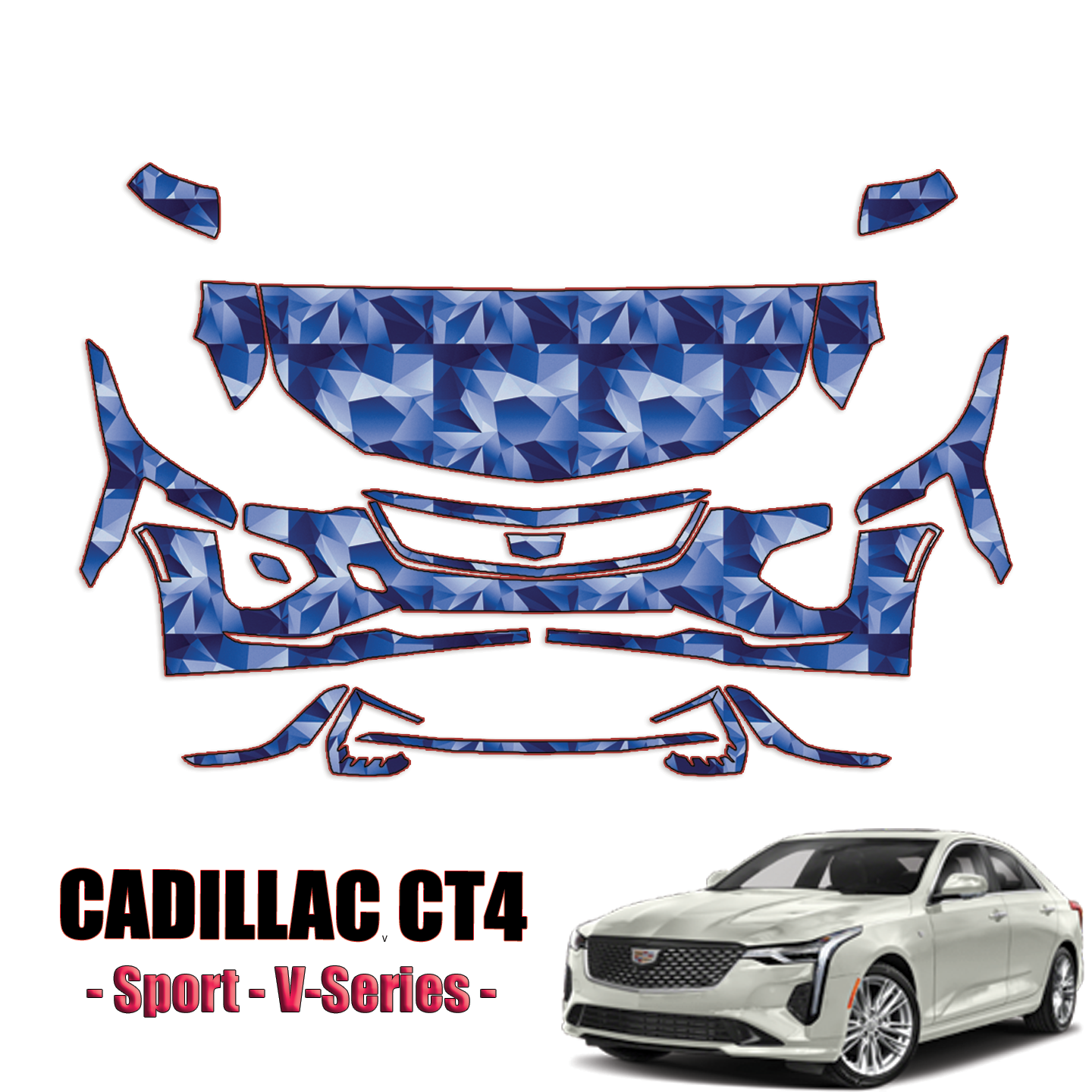 2020-2024 Cadillac CT4 – Sport, V-Series Precut Paint Protection PPF Kit – Partial Front