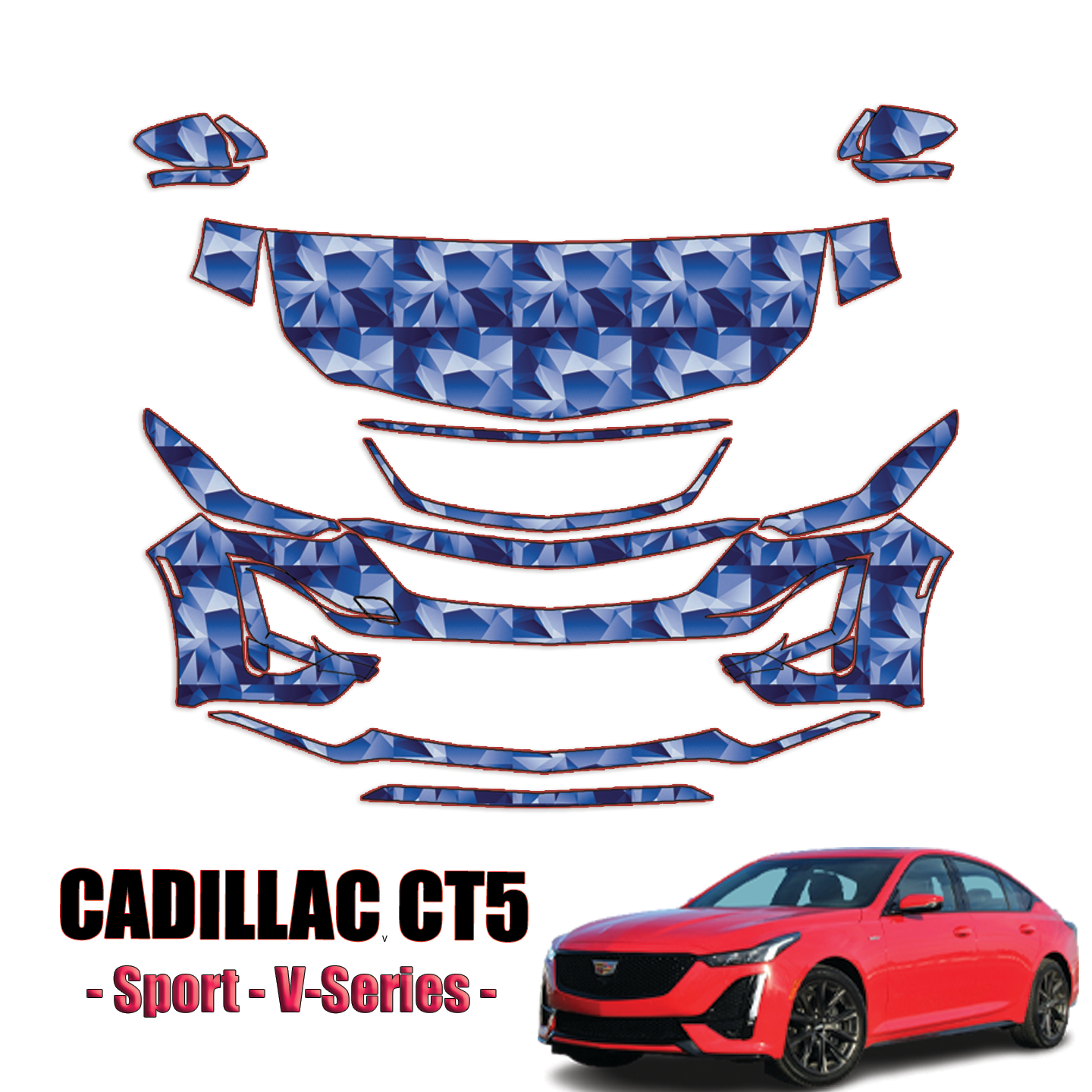 2020-2024 Cadillac CT5 – Sport, V-Series Precut Paint Protection PPF Kit – Partial Front