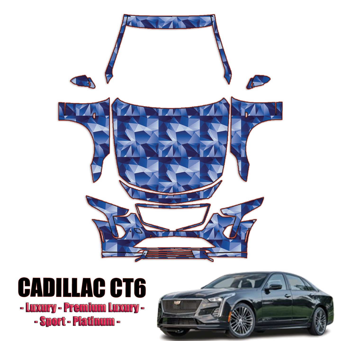 2019-2024 Cadillac CT6 Precut Paint Protection Kit – Full Front+